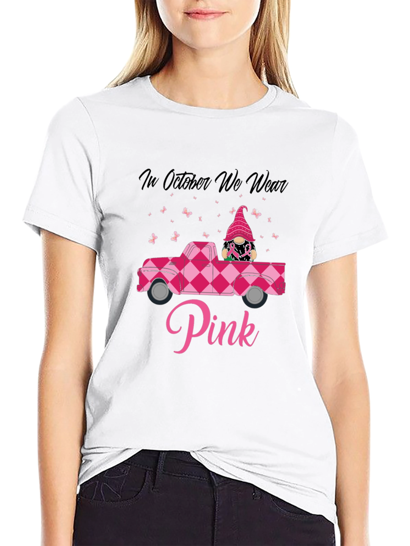 Pink October Awareness T-Shirt - Gnome Truck Design