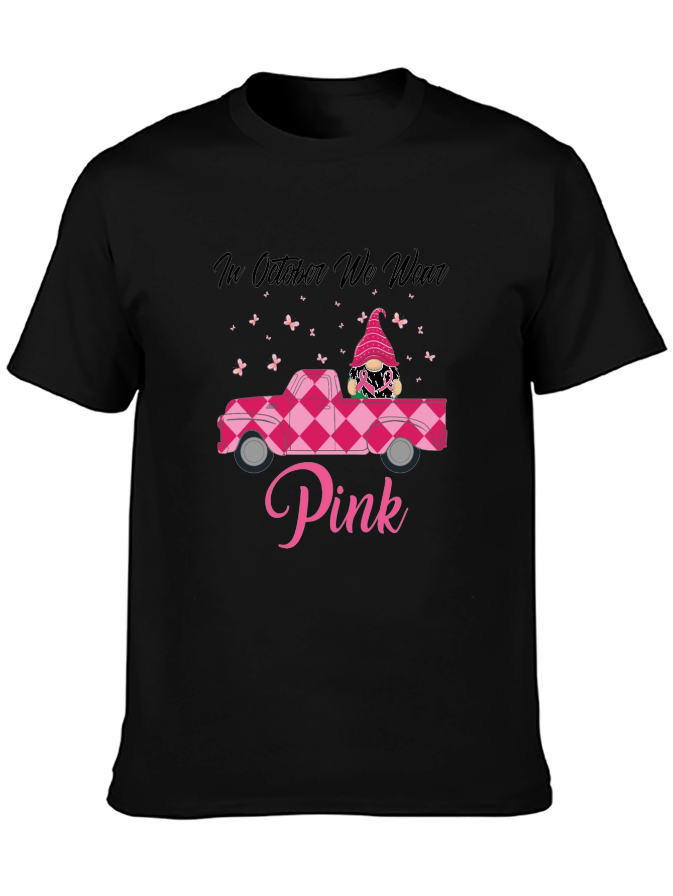 Pink October Awareness T-Shirt - Gnome Truck Design