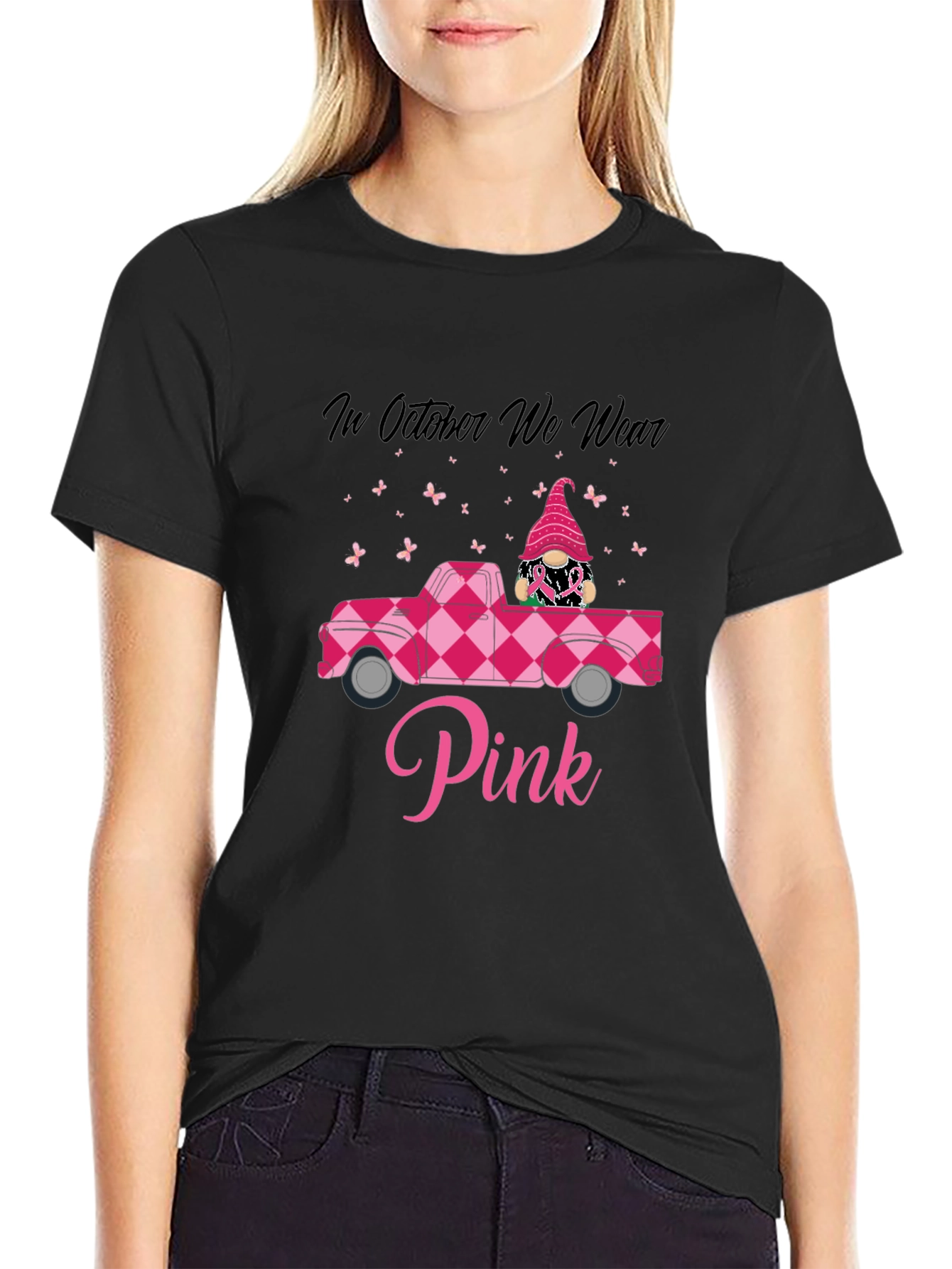 Pink October Awareness T-Shirt - Gnome Truck Design
