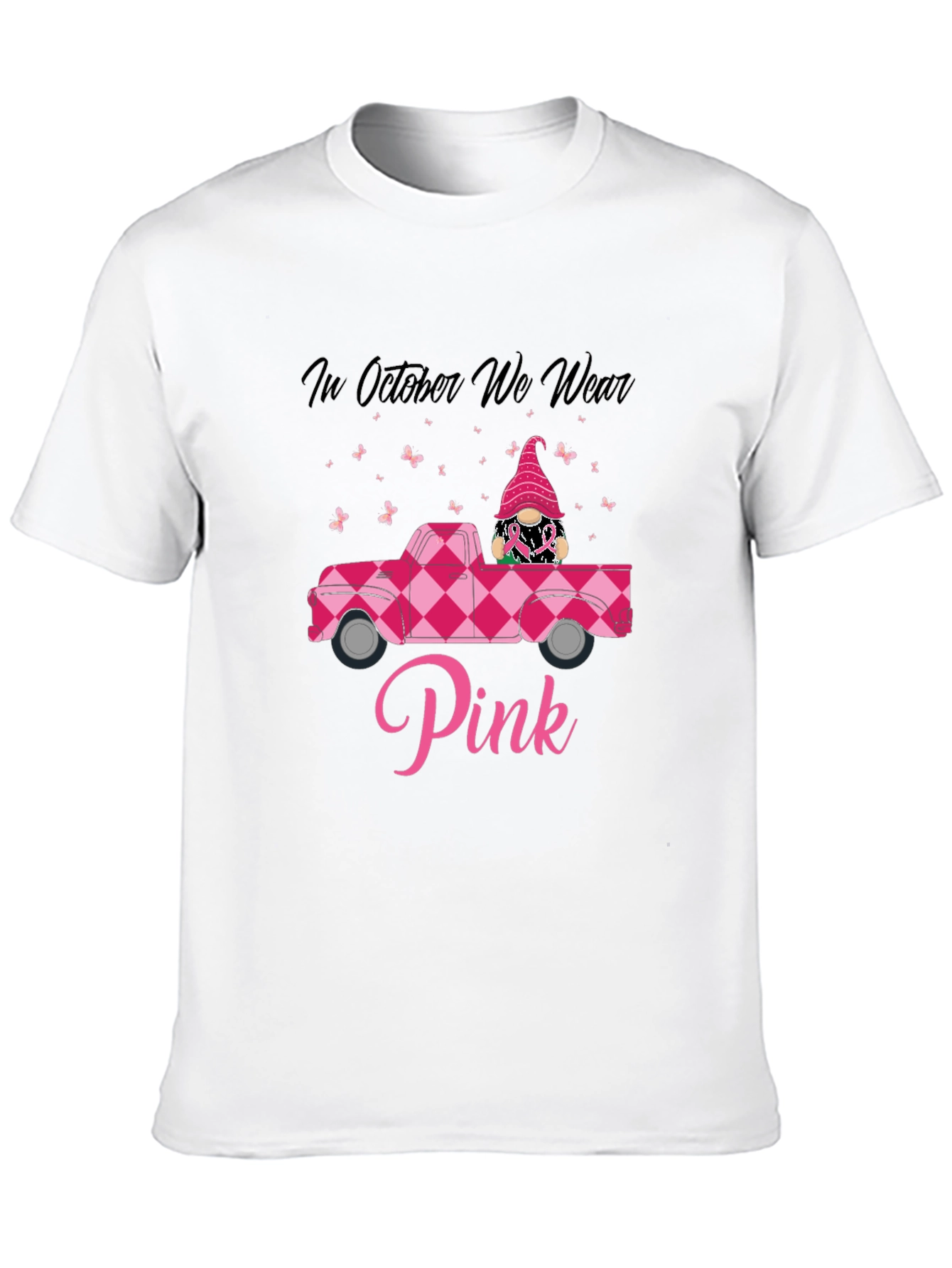 Pink October Awareness T-Shirt - Gnome Truck Design