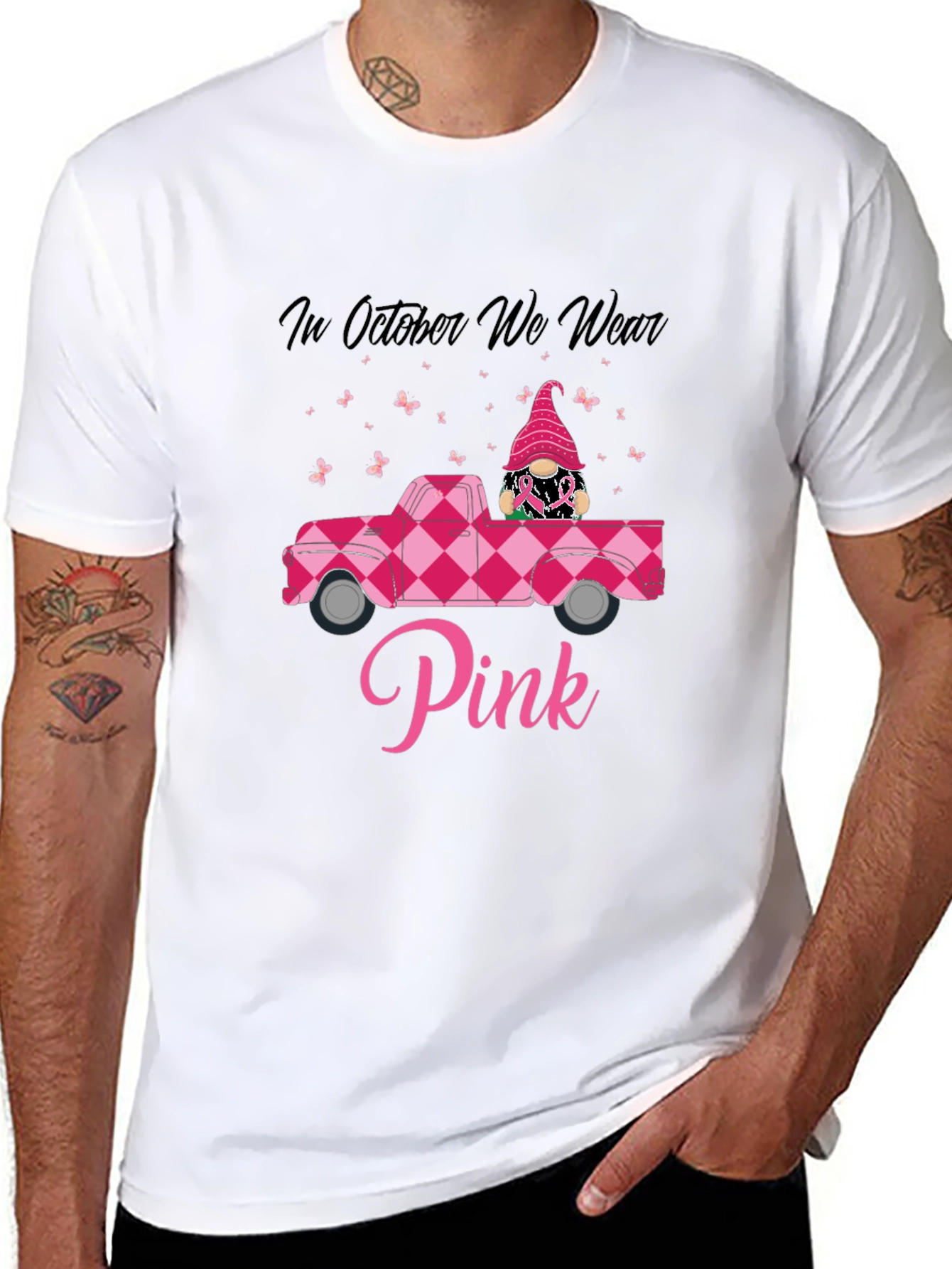 Pink October Awareness T-Shirt - Gnome Truck Design