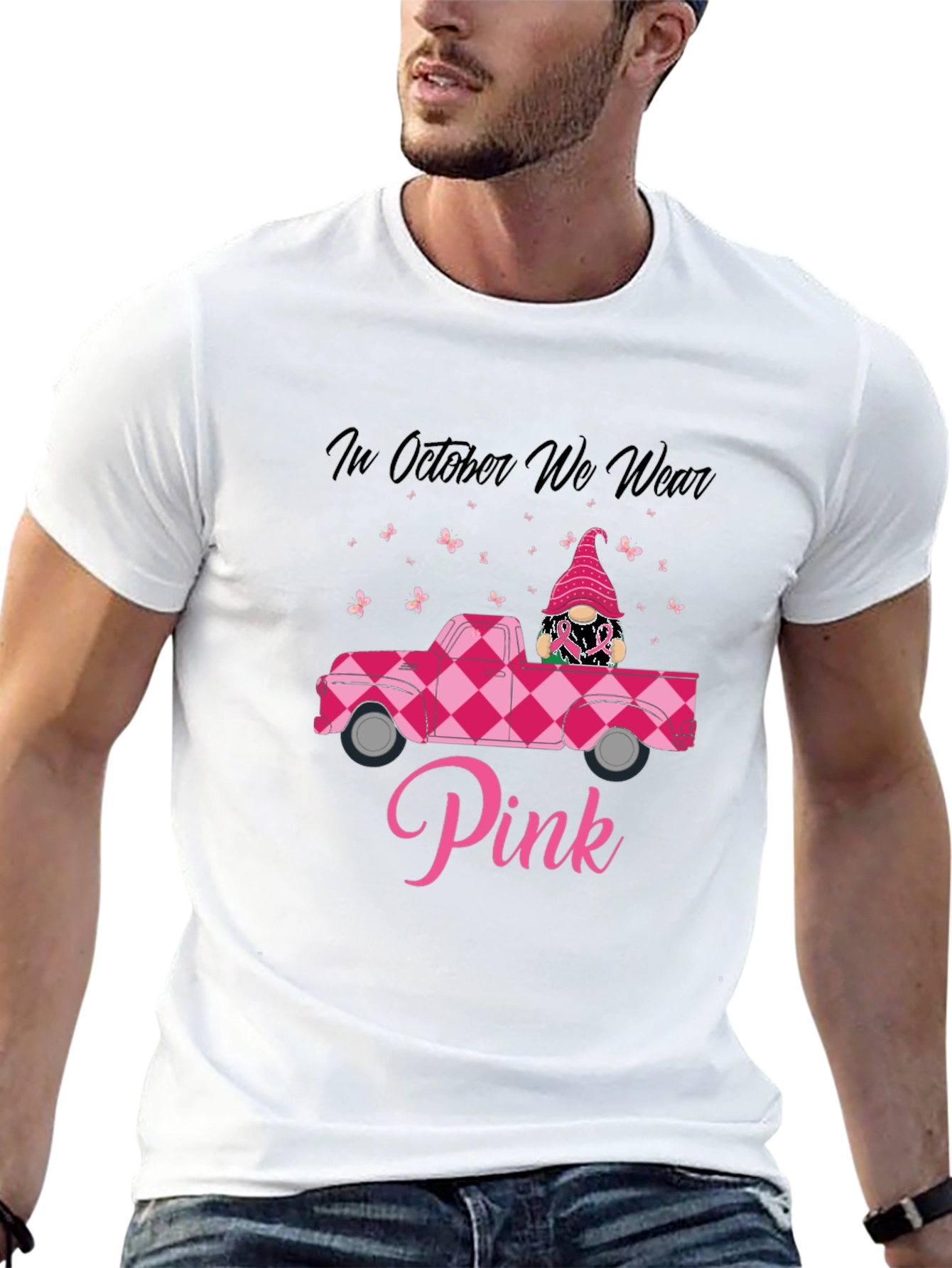 Pink October Awareness T-Shirt - Gnome Truck Design