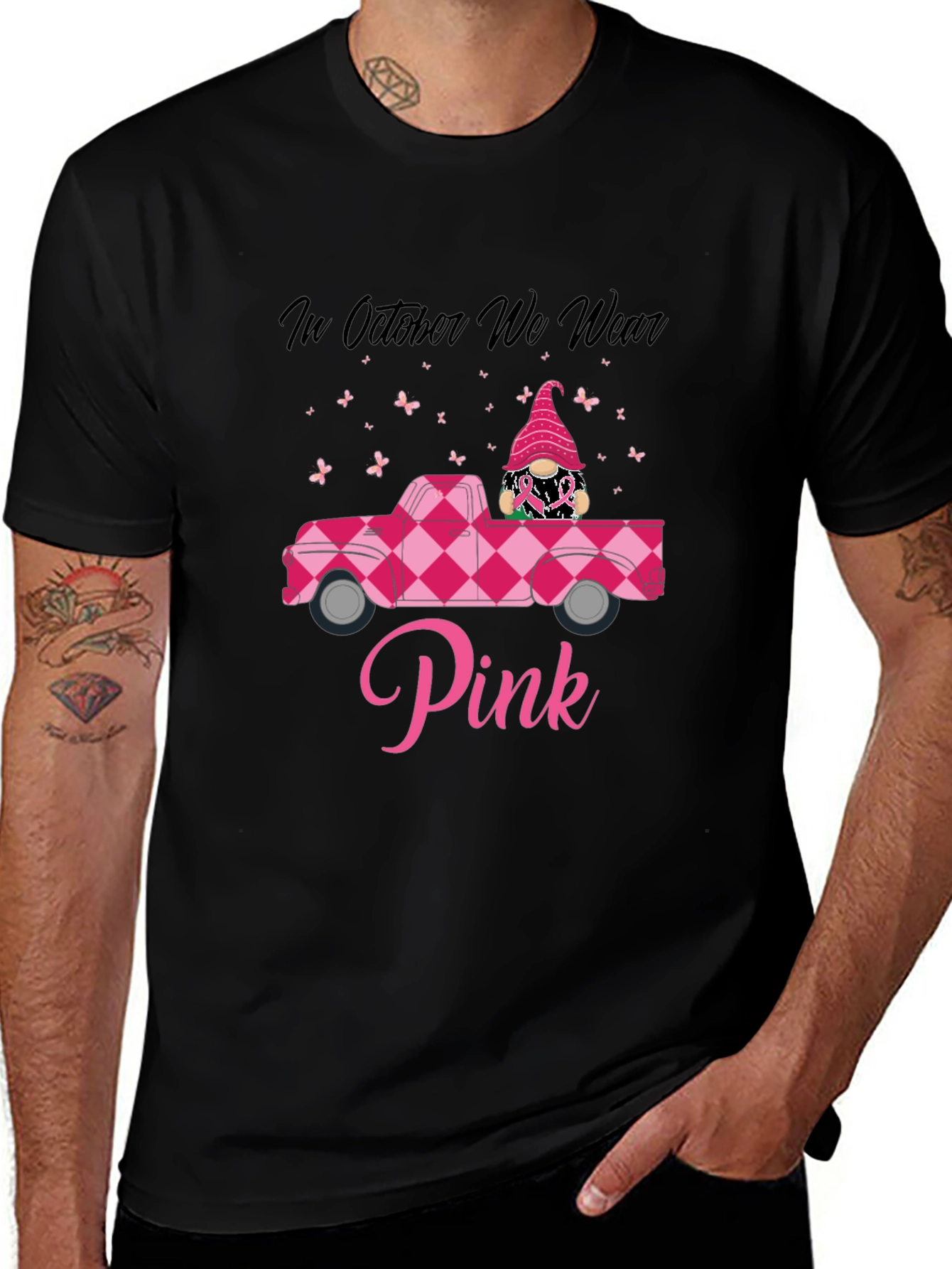 Pink October Awareness T-Shirt - Gnome Truck Design