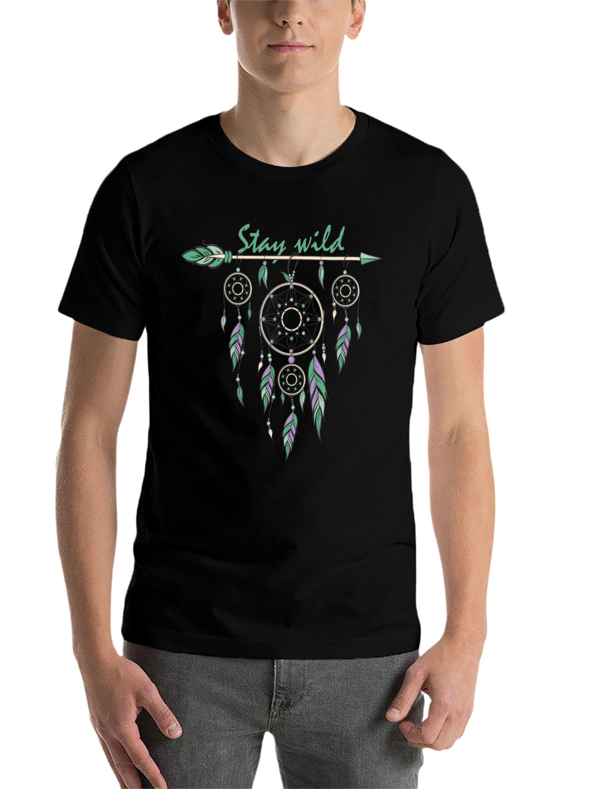 Stay Wild Dreamcatcher Graphic Tee - Black