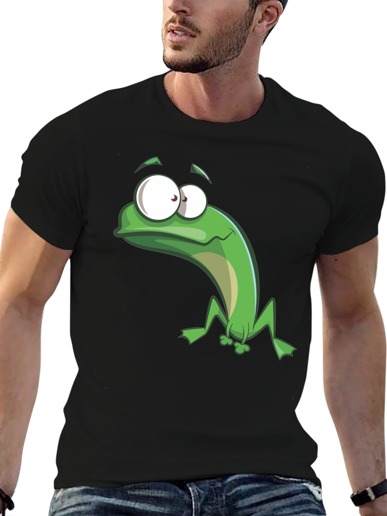 Funny Frog Graphic Tee - Black Cotton T-Shirt
