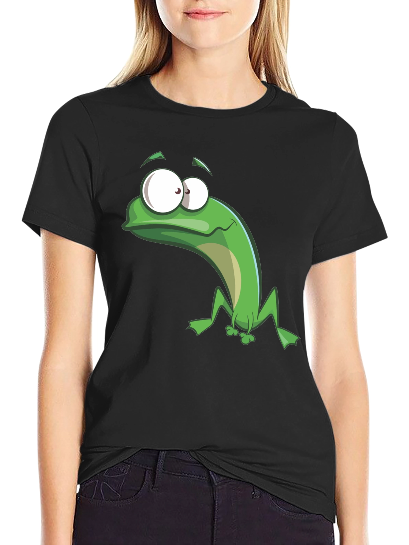 Funny Frog Graphic Tee - Black Cotton T-Shirt