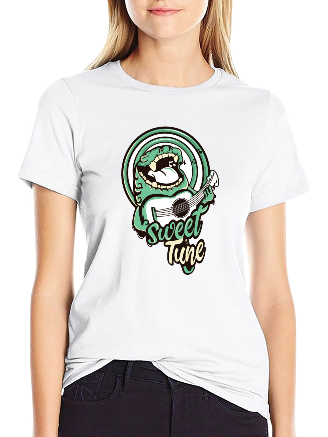 Sweet Tune Graphic Tee - Black Cotton T-Shirt