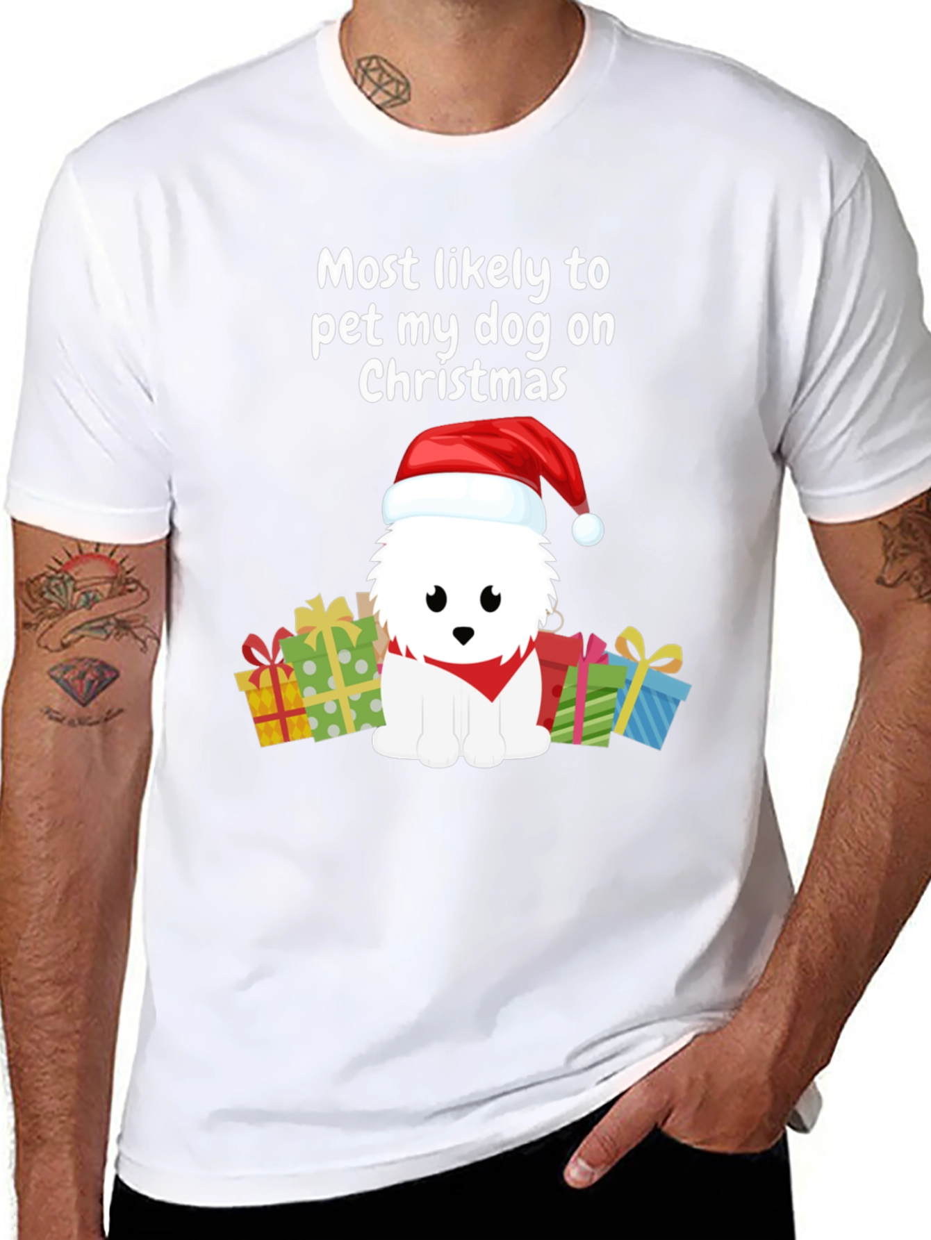 Most Likely To Pet My Dog On Christmas T-Shirt