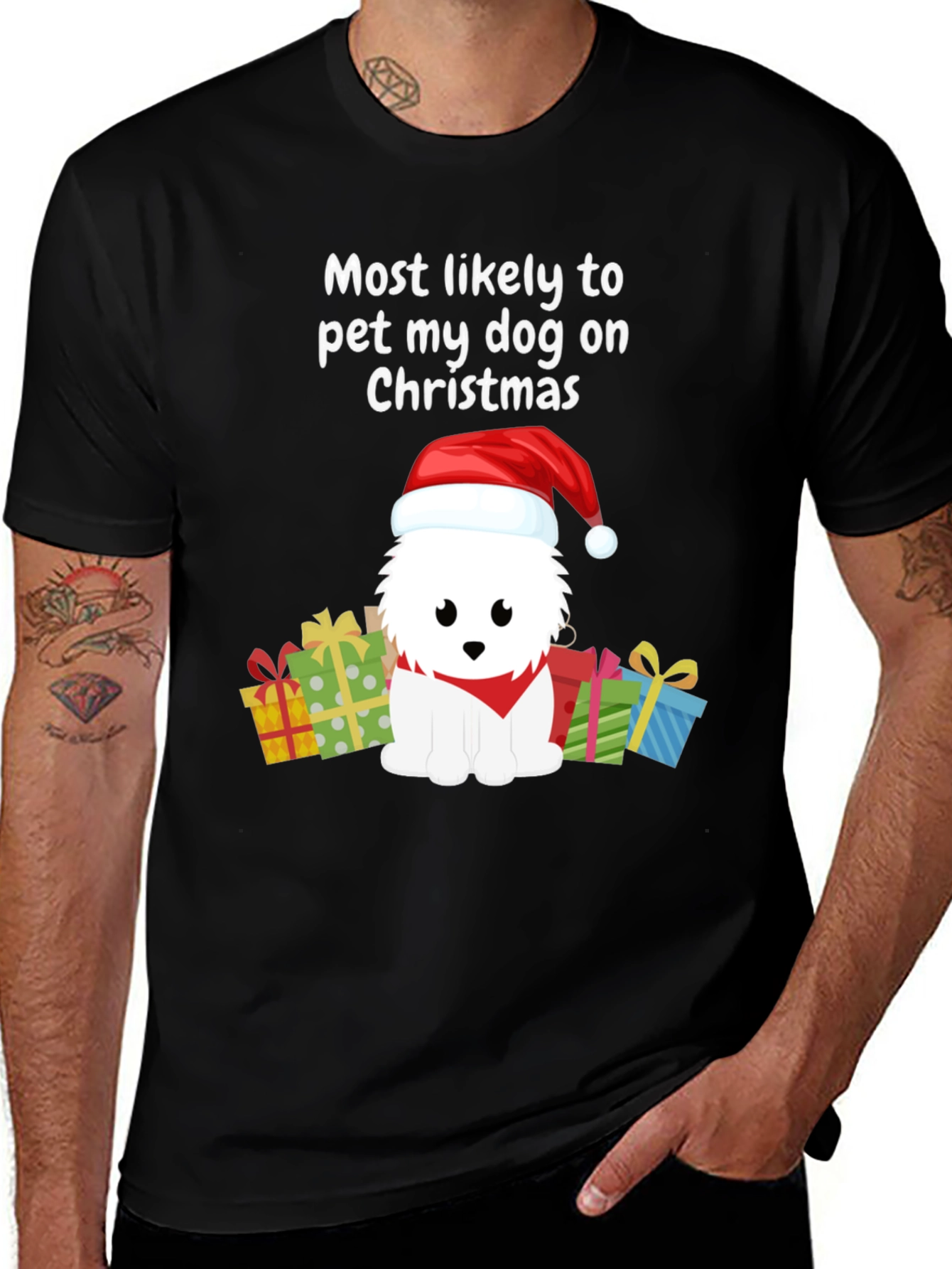 Most Likely To Pet My Dog On Christmas T-Shirt