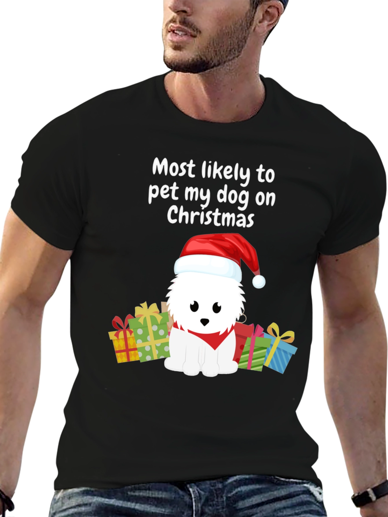 Most Likely To Pet My Dog On Christmas T-Shirt