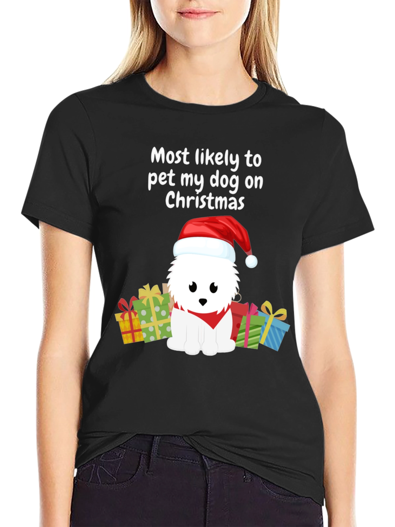Most Likely To Pet My Dog On Christmas T-Shirt