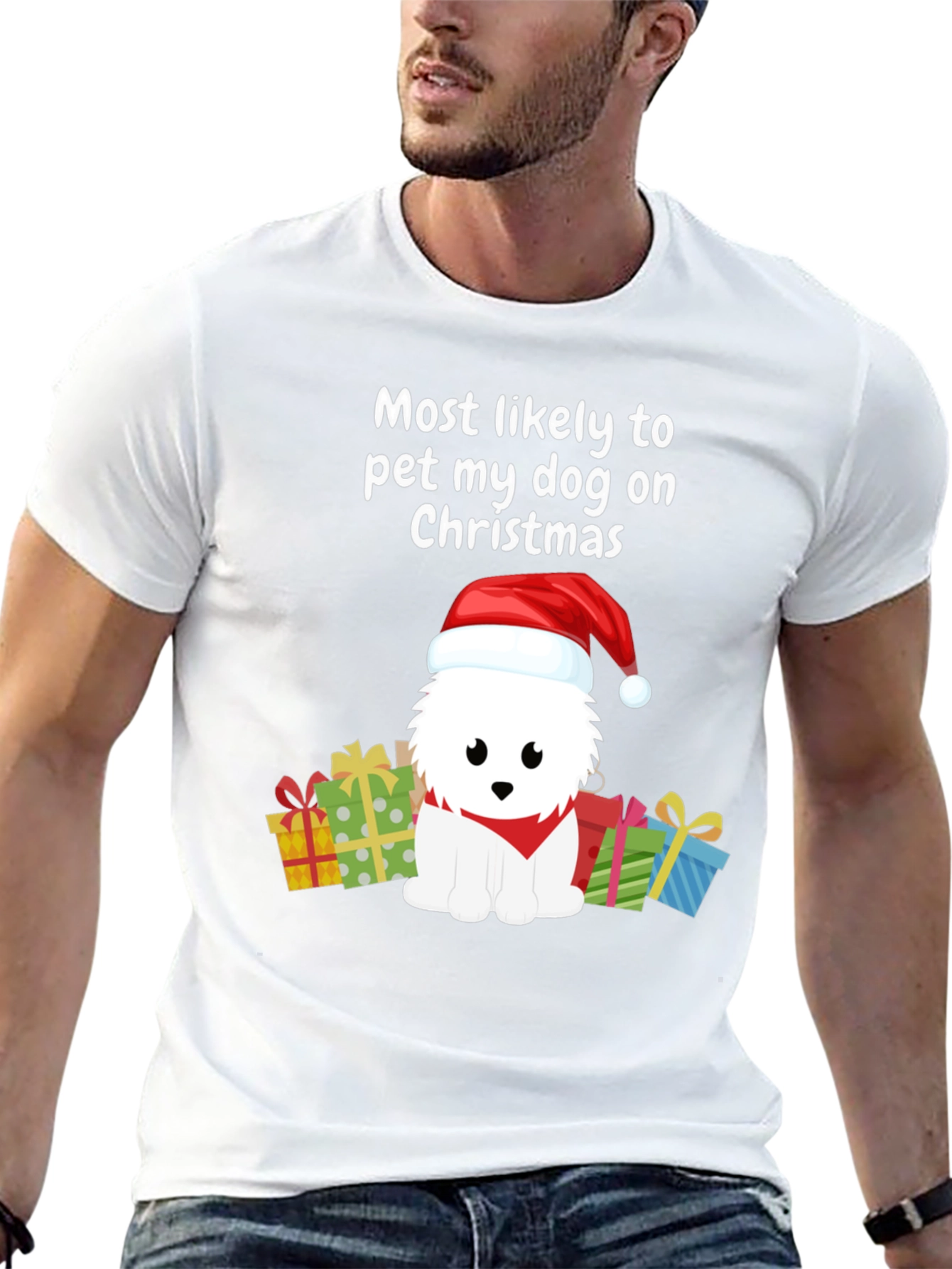 Most Likely To Pet My Dog On Christmas T-Shirt