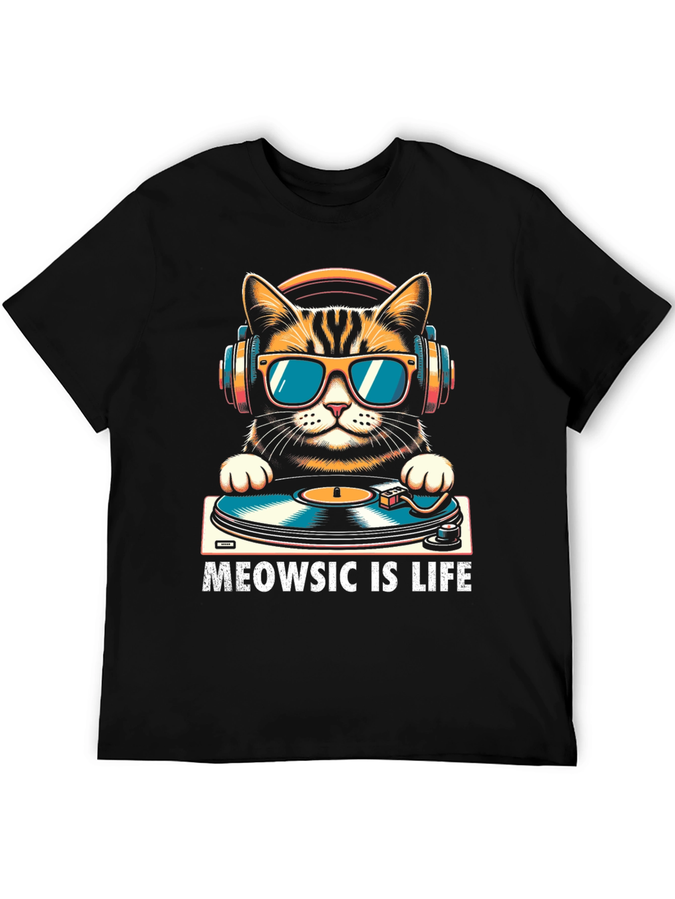 Meowsic is Life Cat DJ T-Shirt