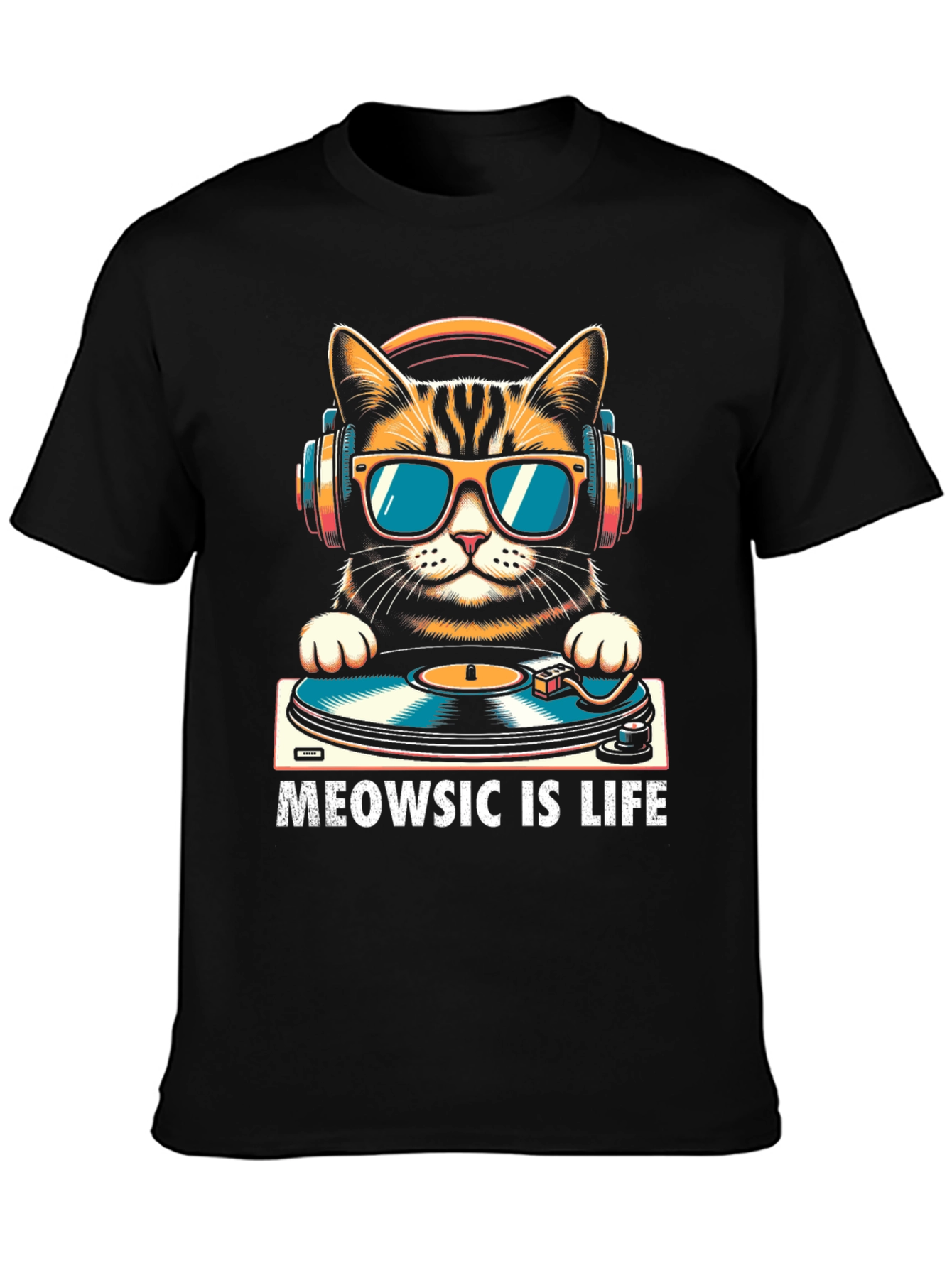 Meowsic is Life Cat DJ T-Shirt
