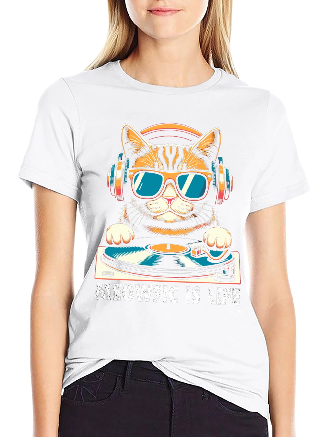 Meowsic is Life Cat DJ T-Shirt