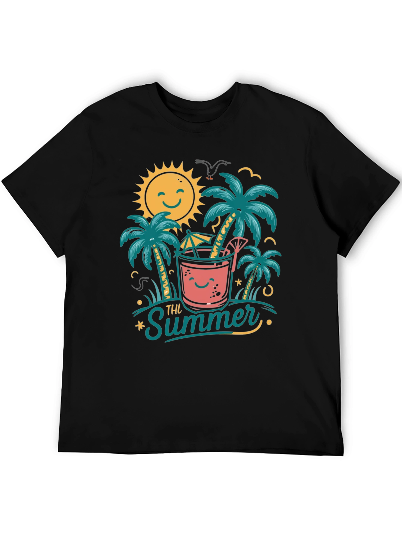 Summer Vibes Graphic Tee - Tropical Beach Design