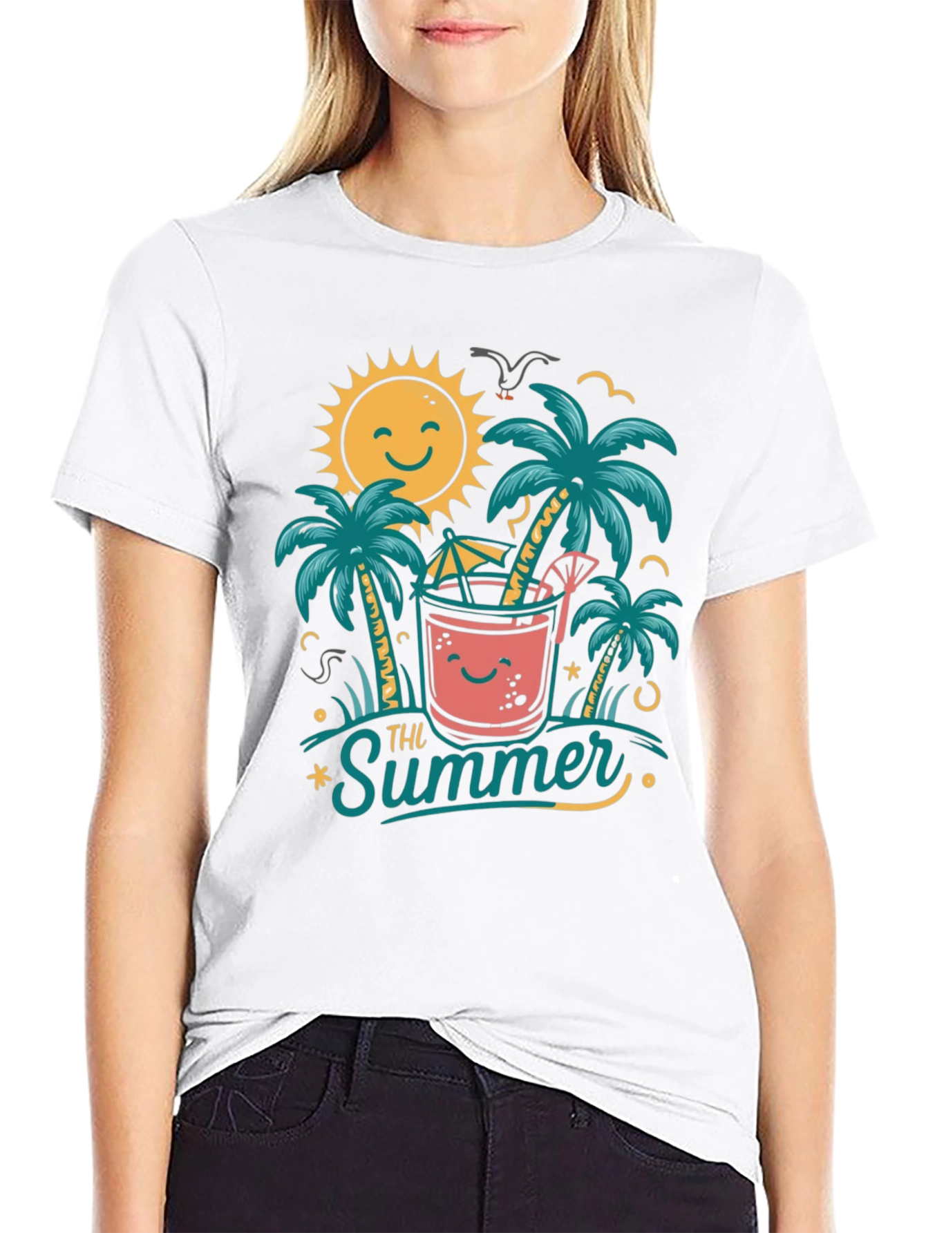Summer Vibes Graphic Tee - Tropical Beach Design