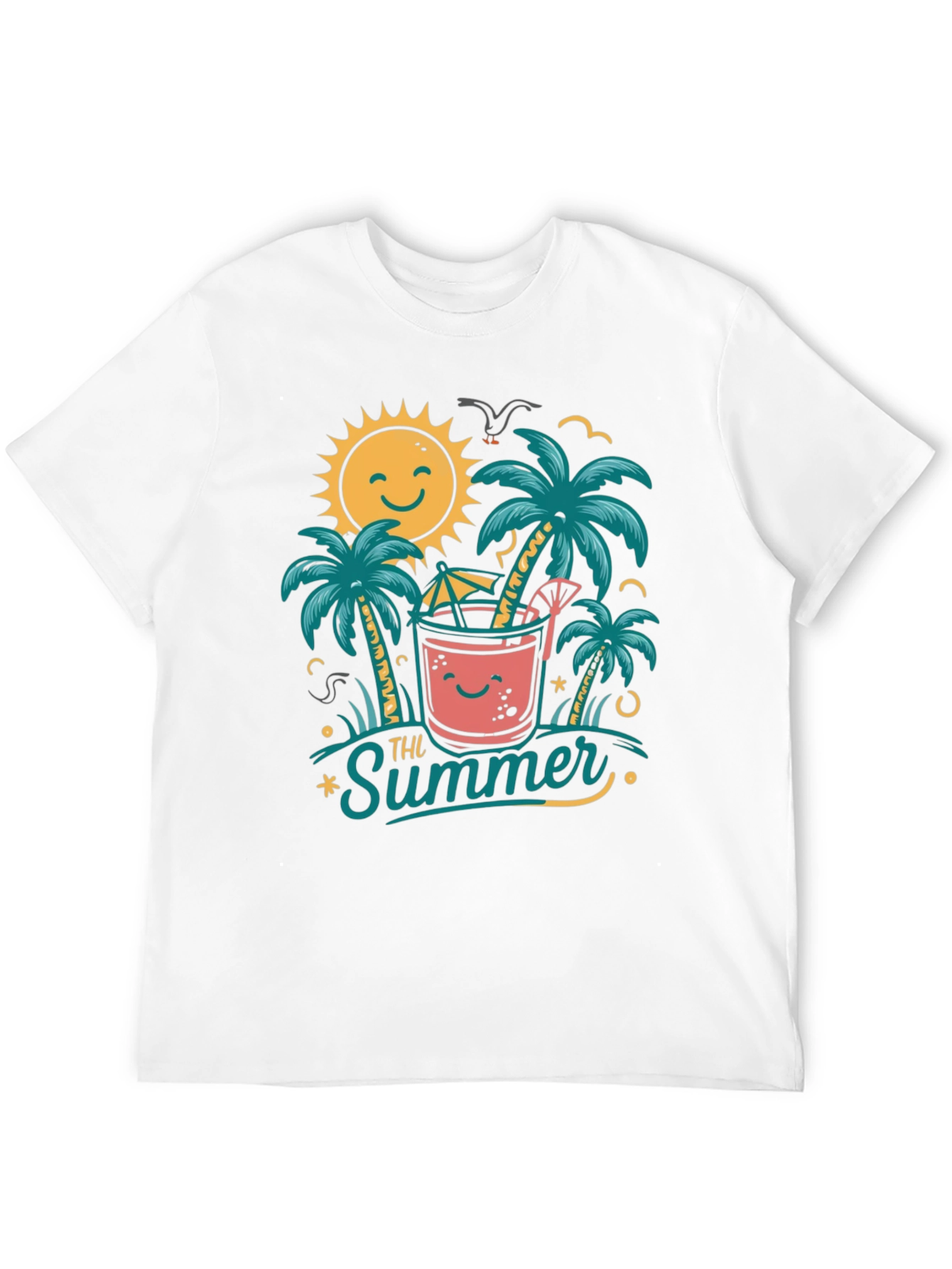 Summer Vibes Graphic Tee - Tropical Beach Design