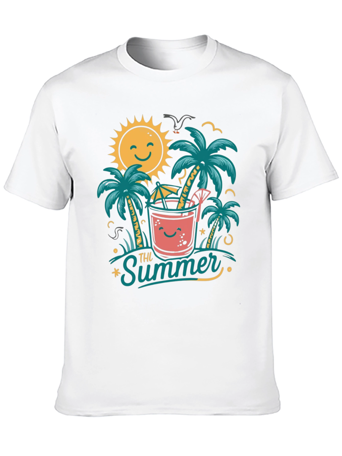 Summer Vibes Graphic Tee - Tropical Beach Design