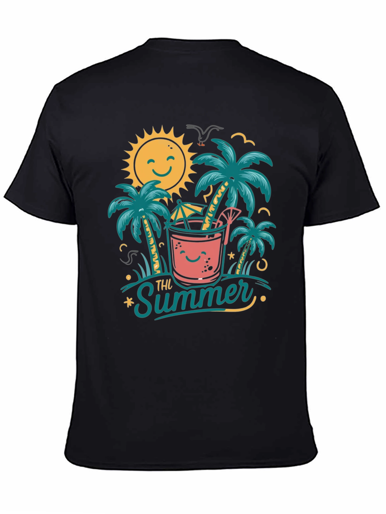 Summer Vibes Graphic Tee - Tropical Beach Design