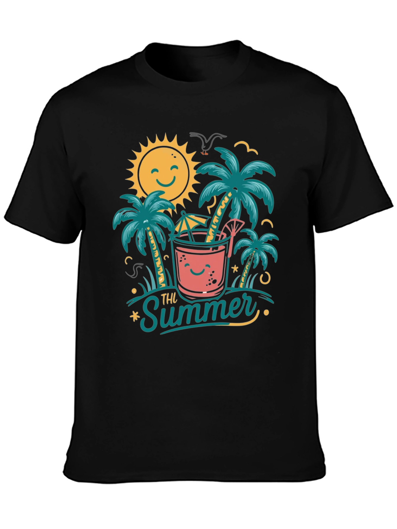 Summer Vibes Graphic Tee - Tropical Beach Design