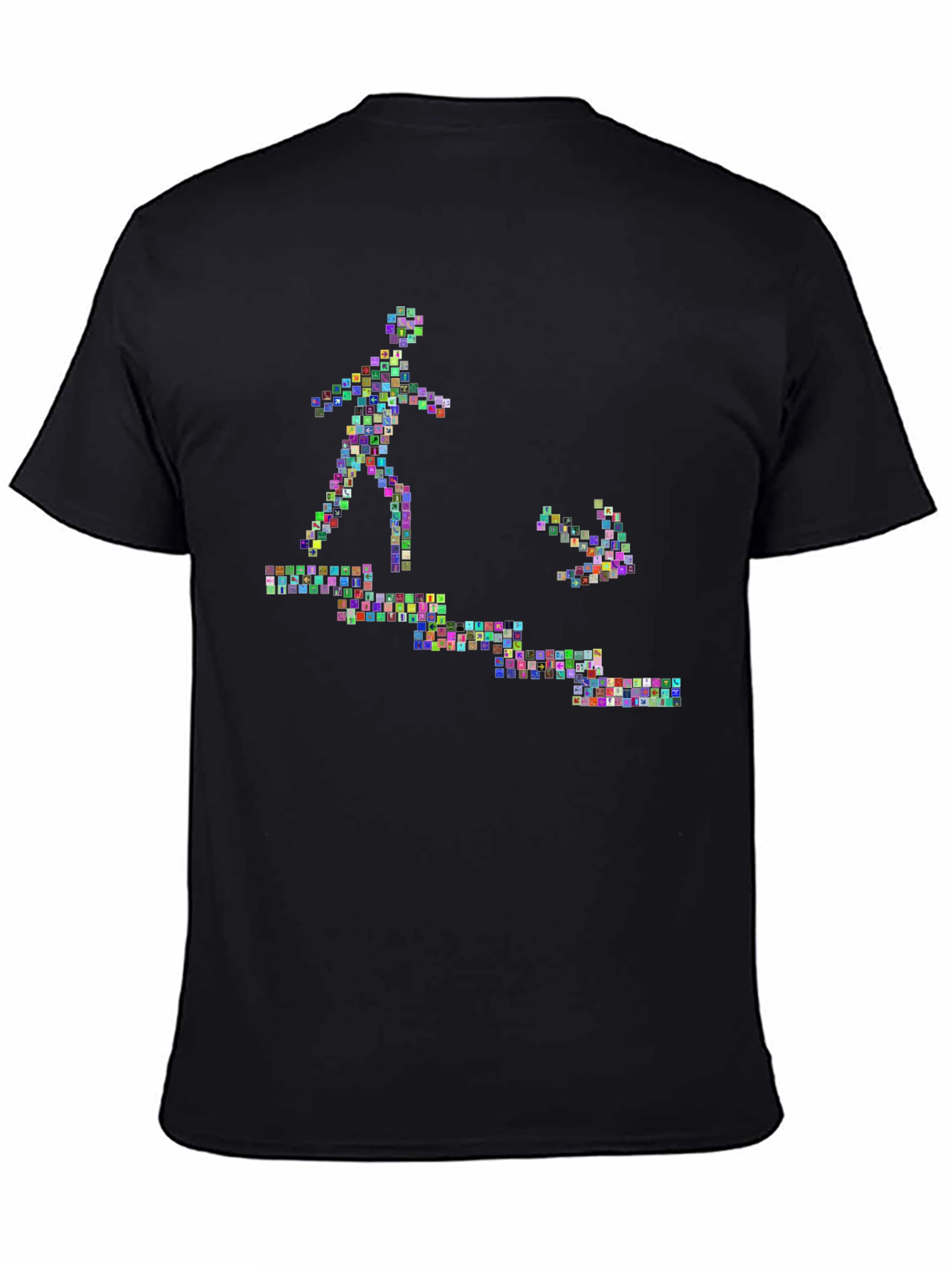 Abstract Graphic Print Black Crew Neck Tee