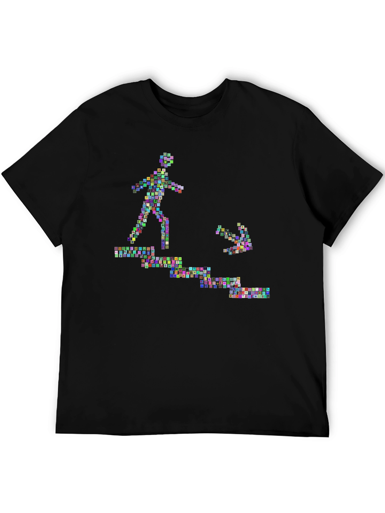 Abstract Graphic Print Black Crew Neck Tee