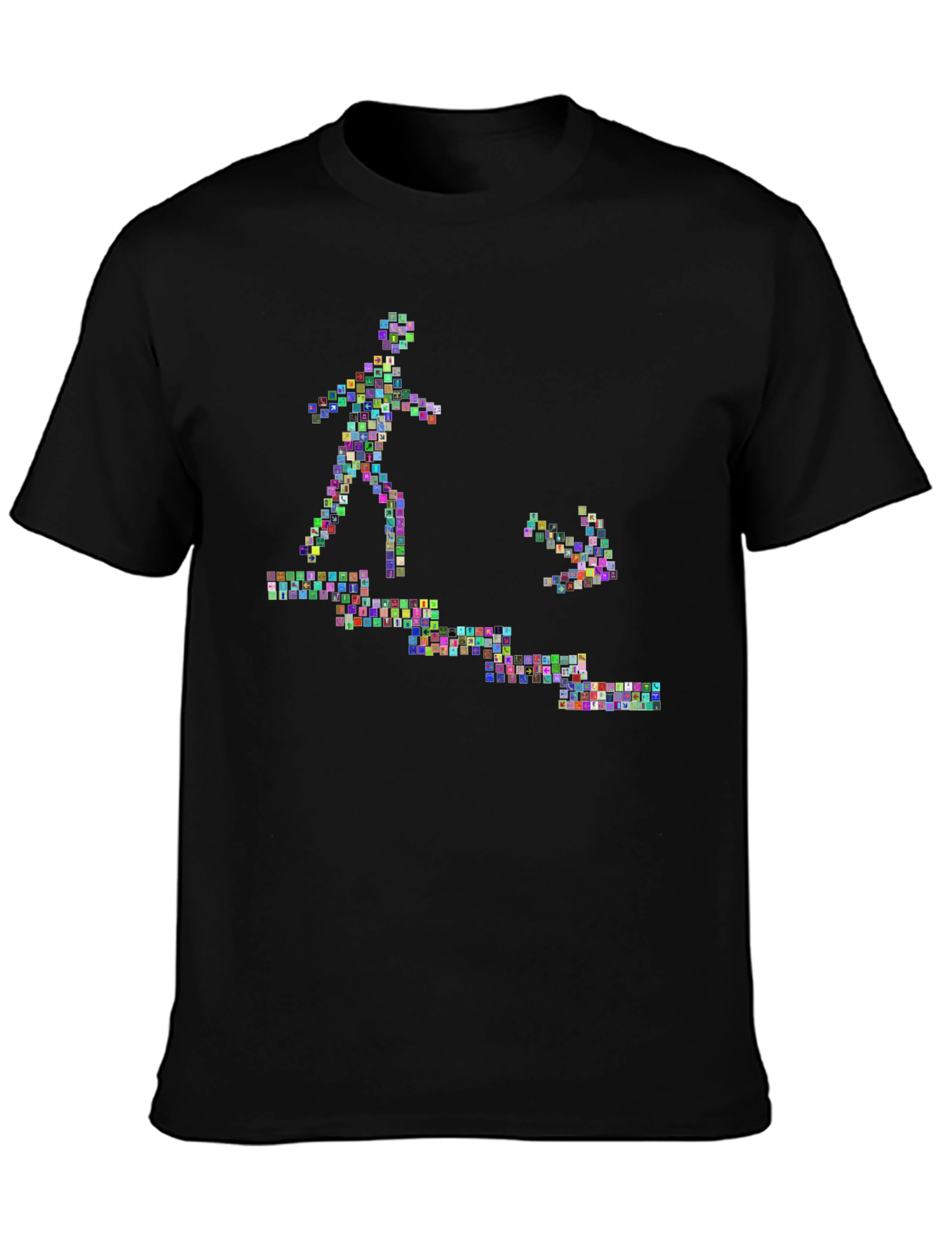 Abstract Graphic Print Black Crew Neck Tee