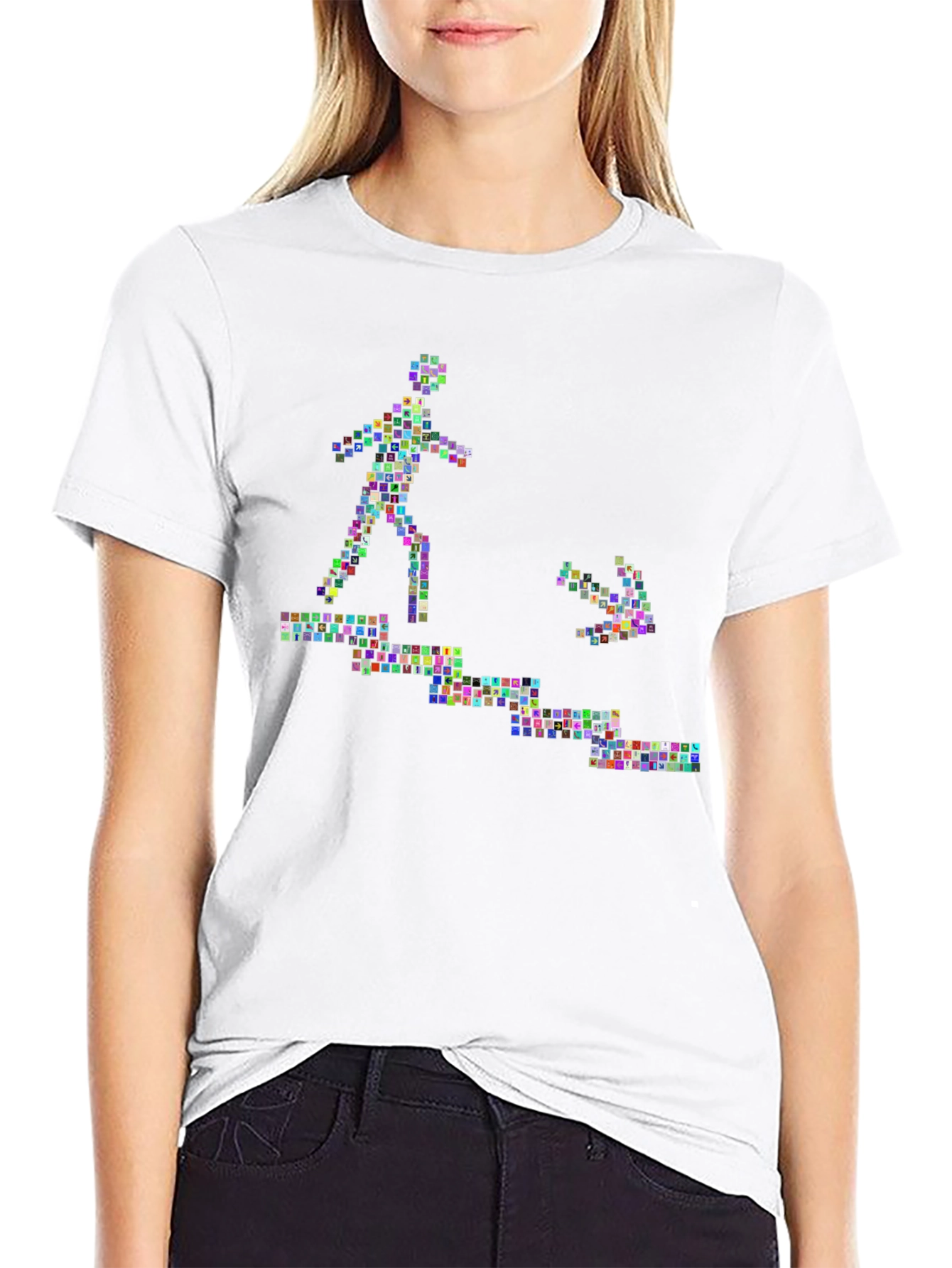 Abstract Graphic Print Black Crew Neck Tee