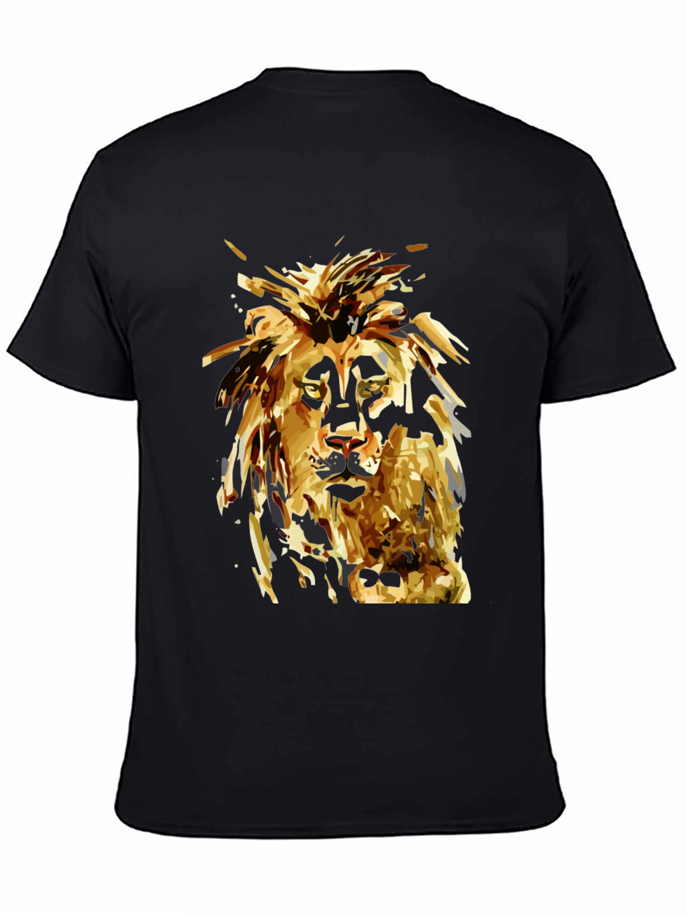 Lion Graphic Print Black T-Shirt for Men