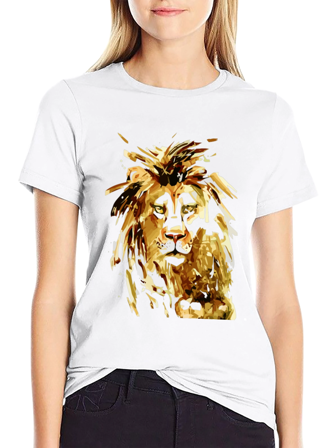 Lion Graphic Print Black T-Shirt for Men