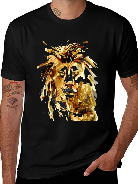 Lion Graphic Print Black T-Shirt for Men
