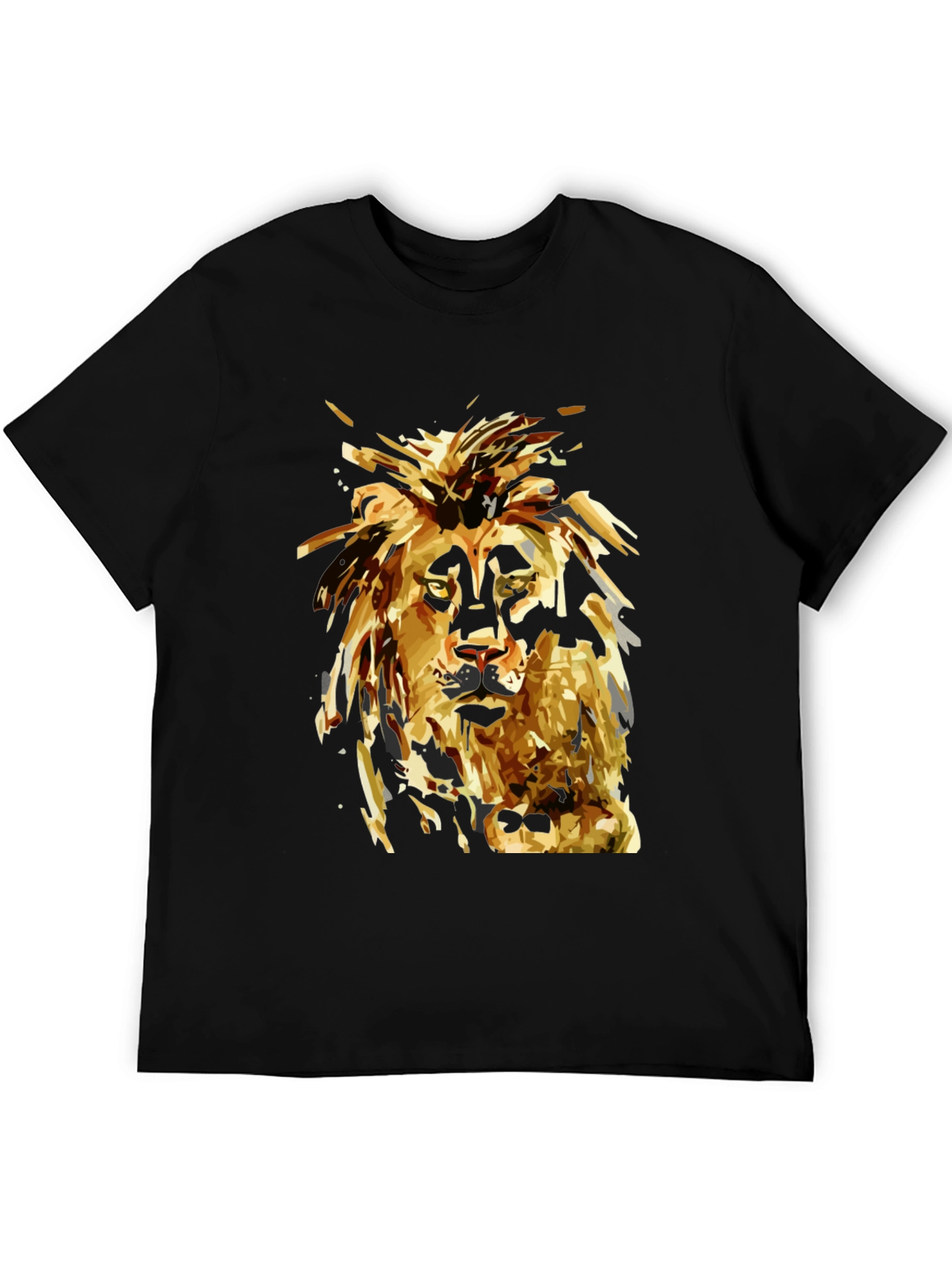 Lion Graphic Print Black T-Shirt for Men