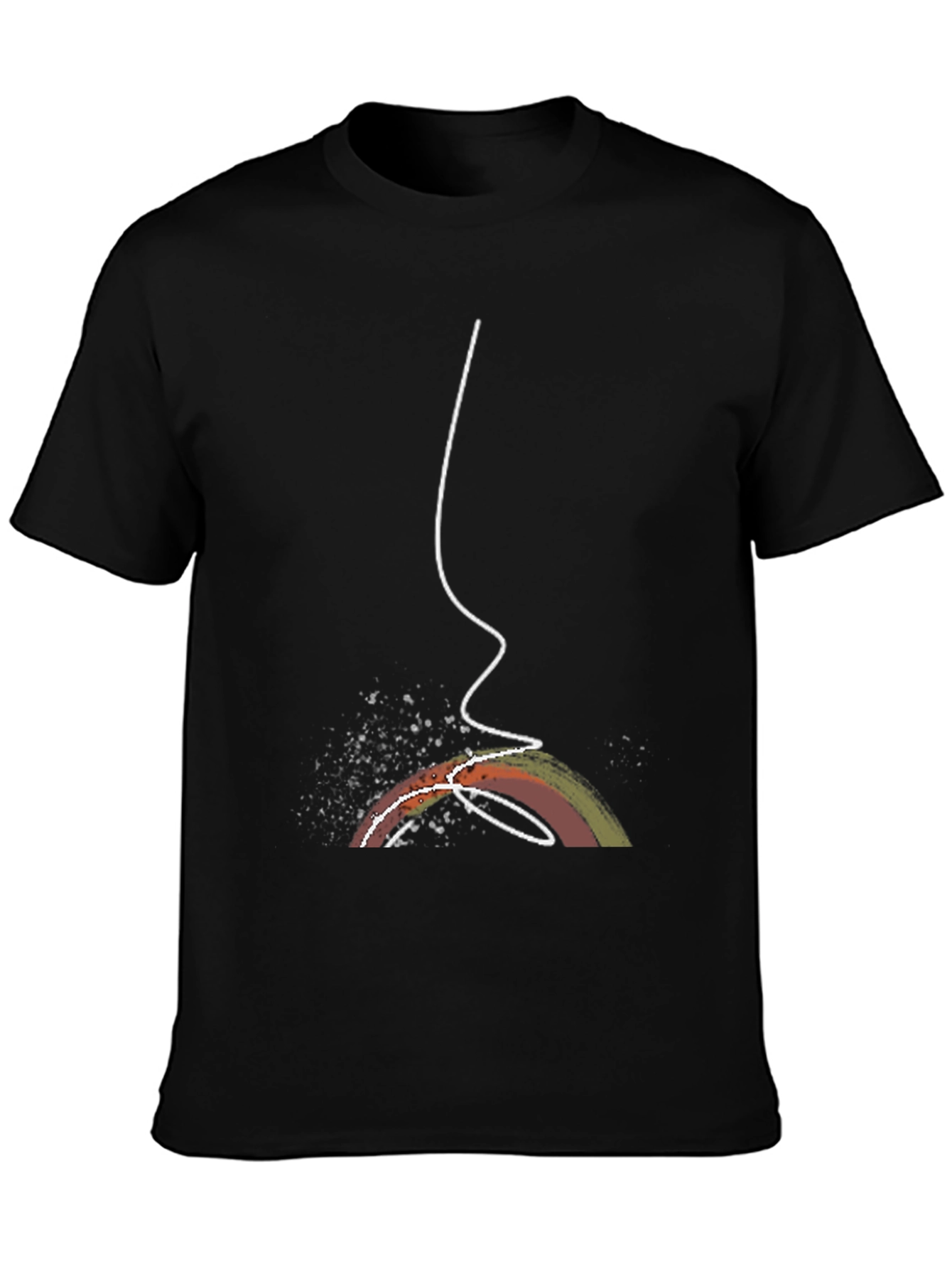Abstract Rainbow Line Art Black Tee