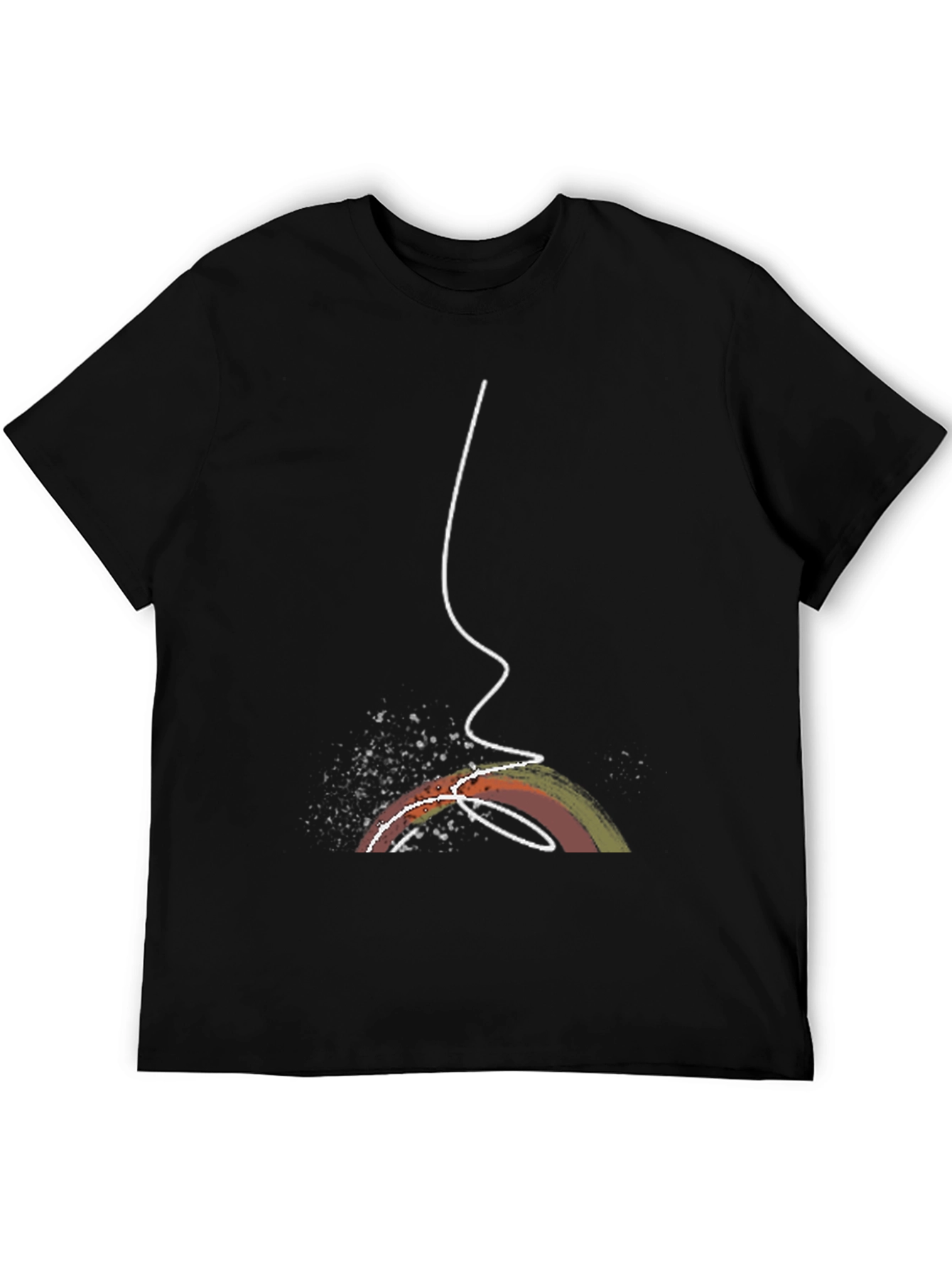 Abstract Rainbow Line Art Black Tee
