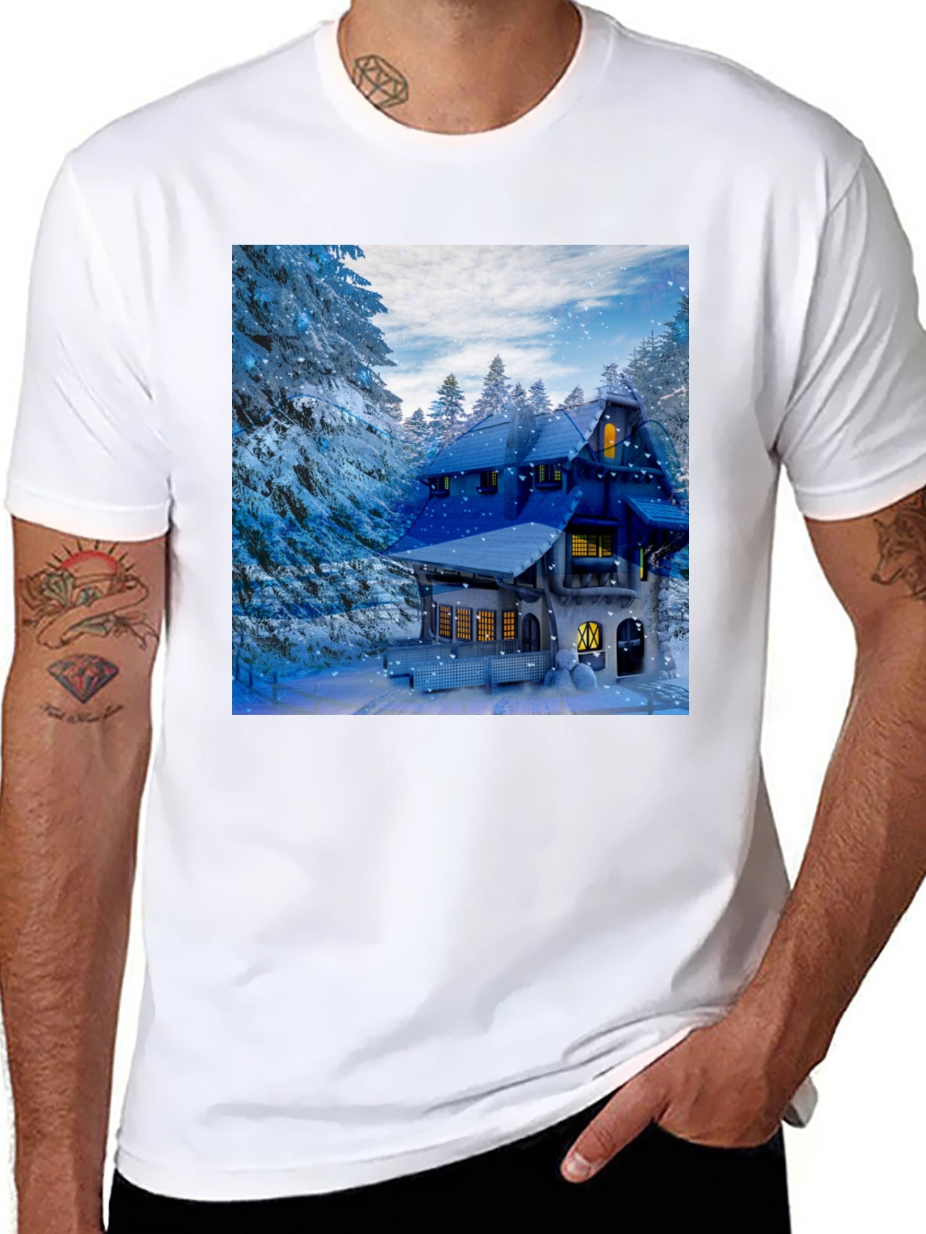 Winter Cabin Graphic T-Shirt