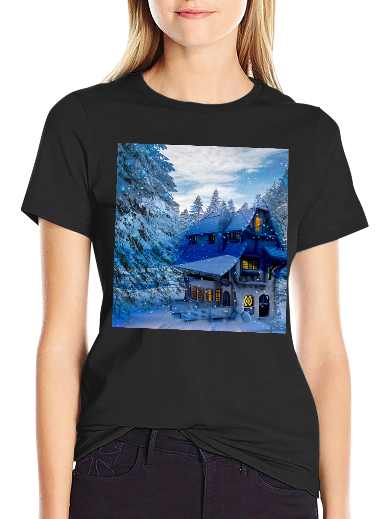Winter Cabin Graphic T-Shirt