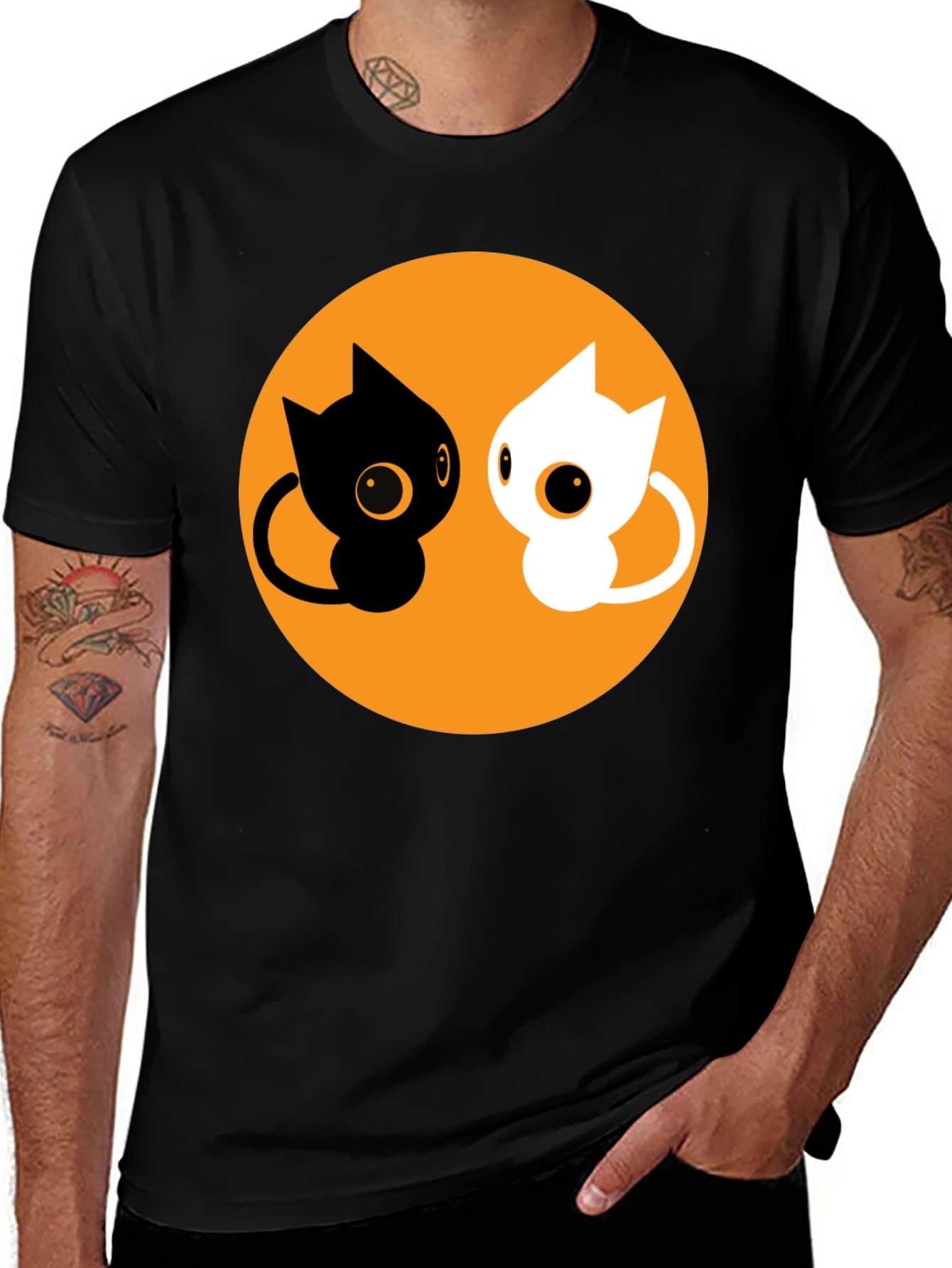 Yin Yang Cats T-Shirt - Cute Balance Design