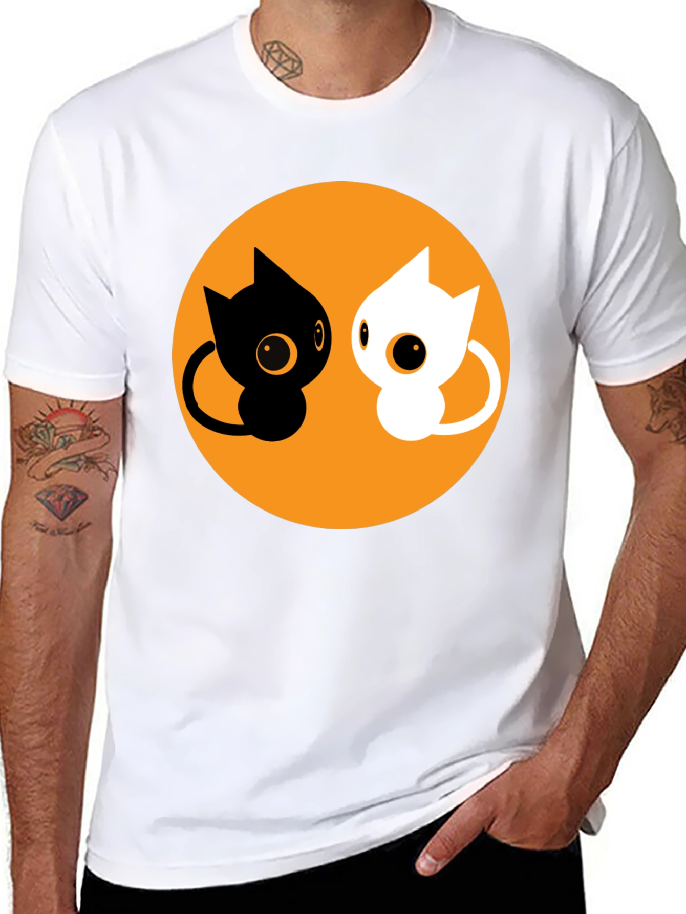 Yin Yang Cats T-Shirt - Cute Balance Design