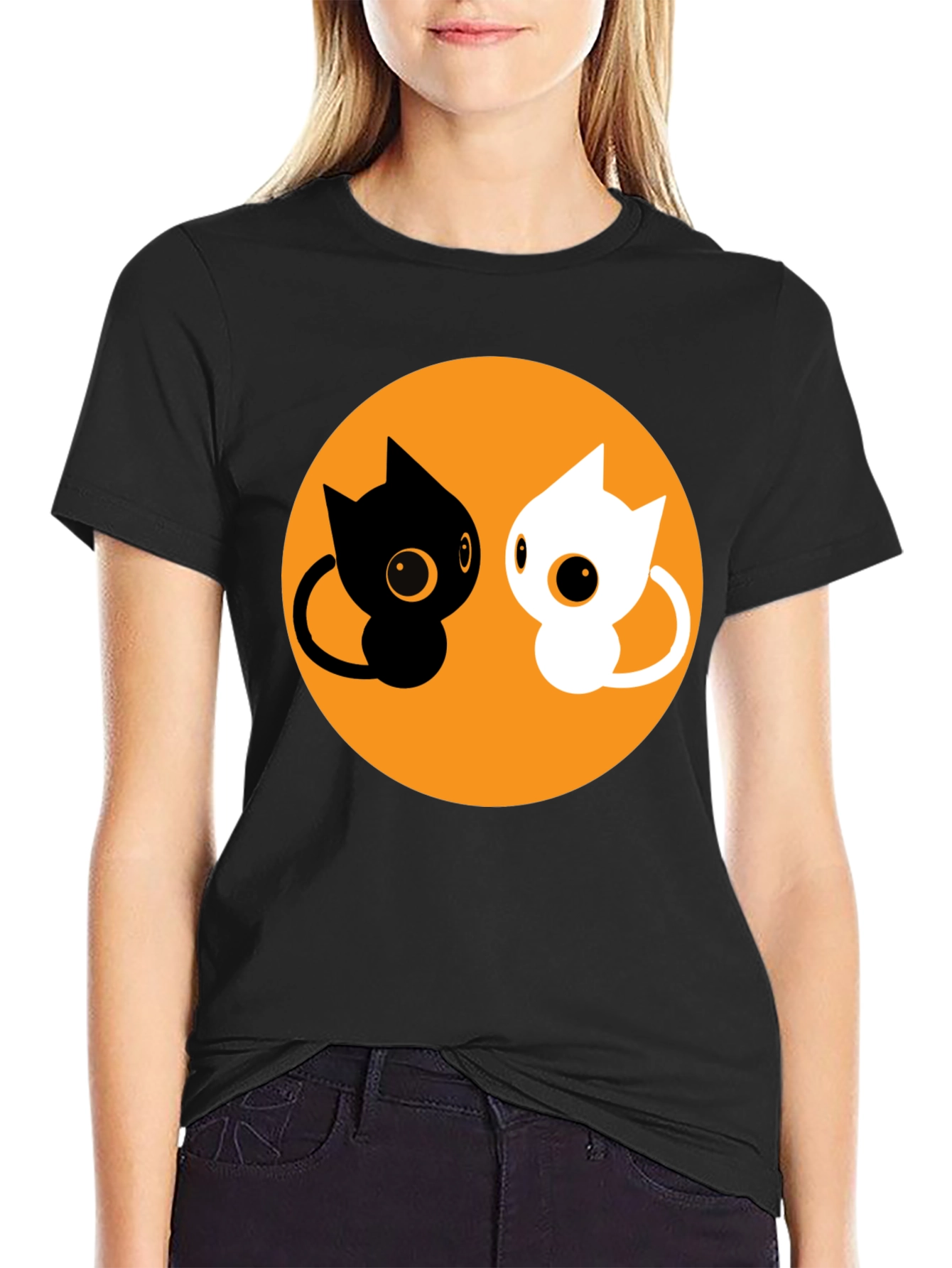 Yin Yang Cats T-Shirt - Cute Balance Design