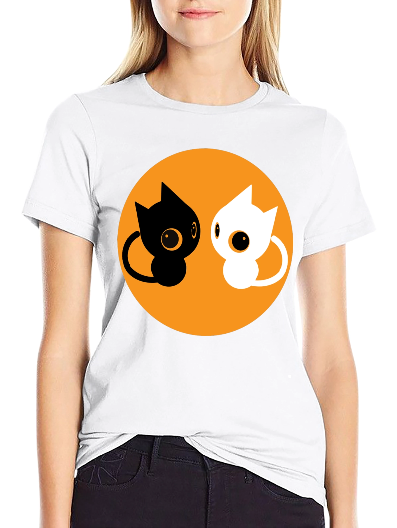 Yin Yang Cats T-Shirt - Cute Balance Design
