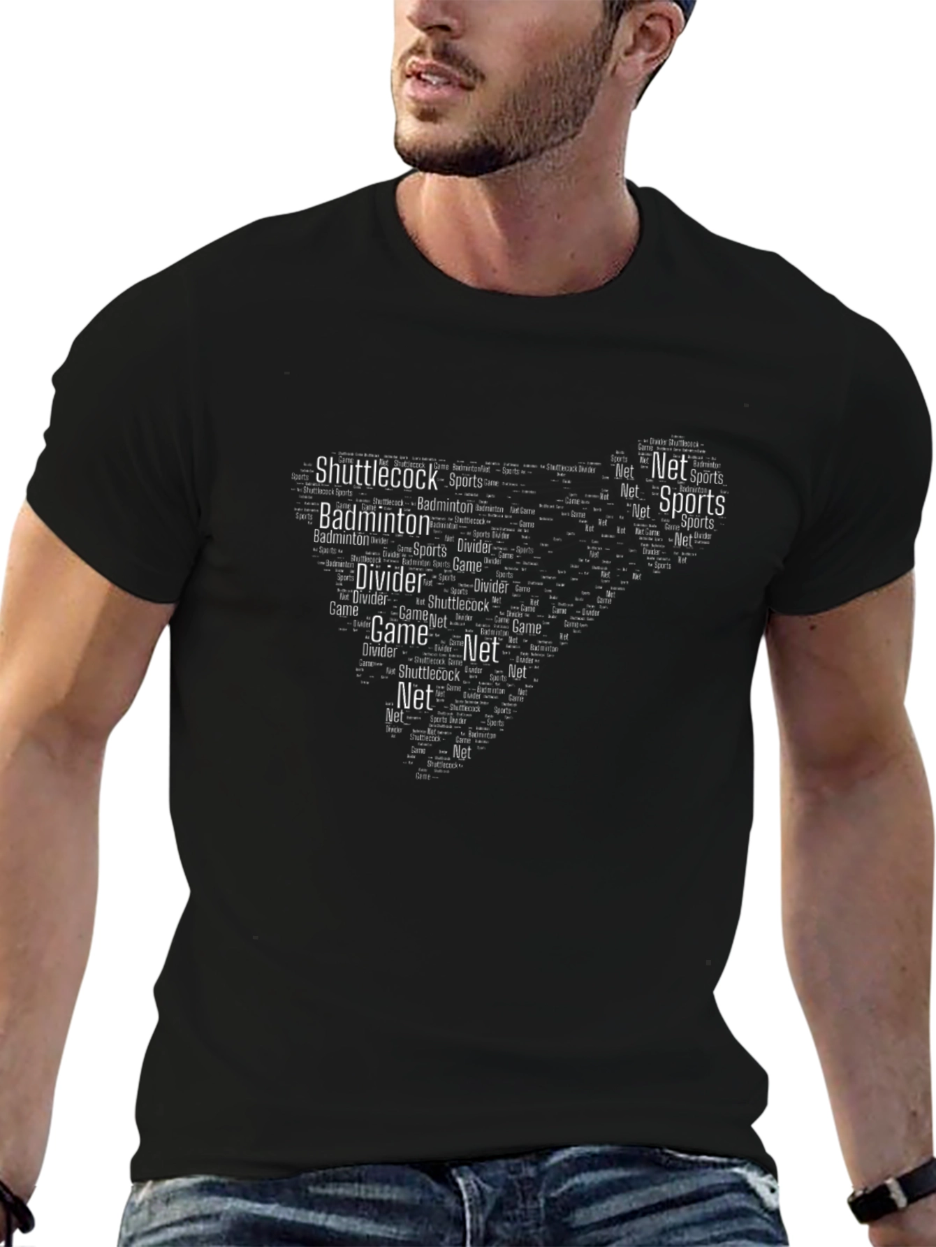 Badminton Word Art Graphic Tee