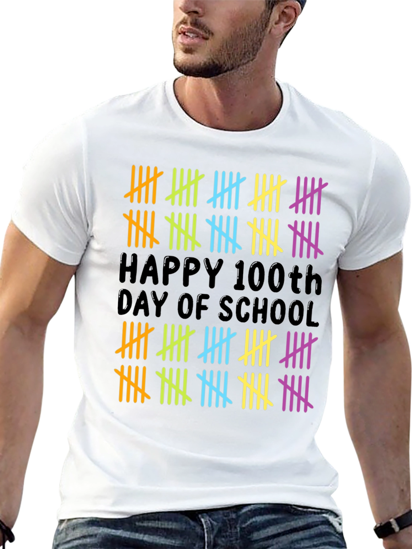 Happy 100th Day of School Tally Marks Teacher Shirt