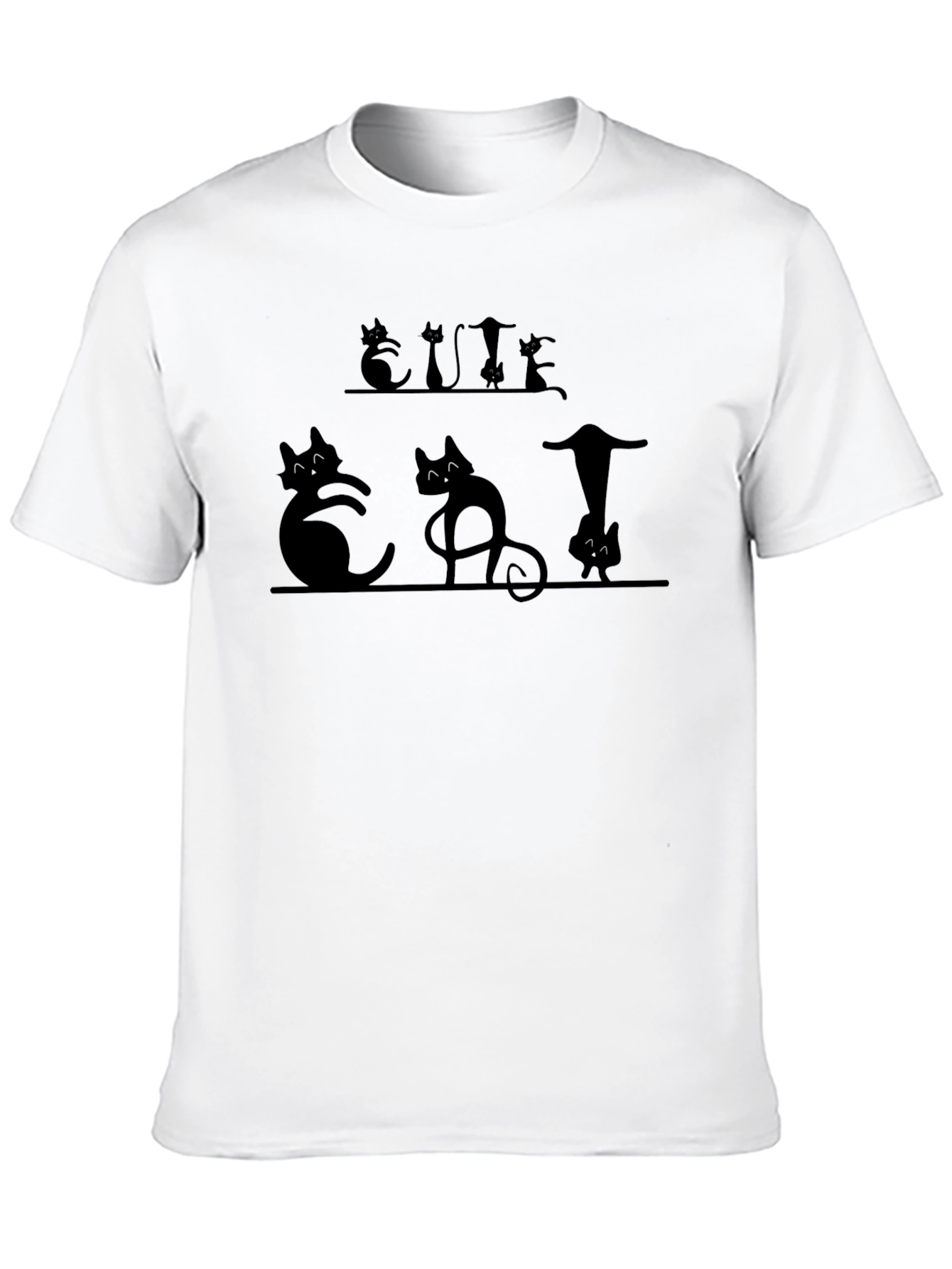 Cute Cats Black Graphic T-Shirt
