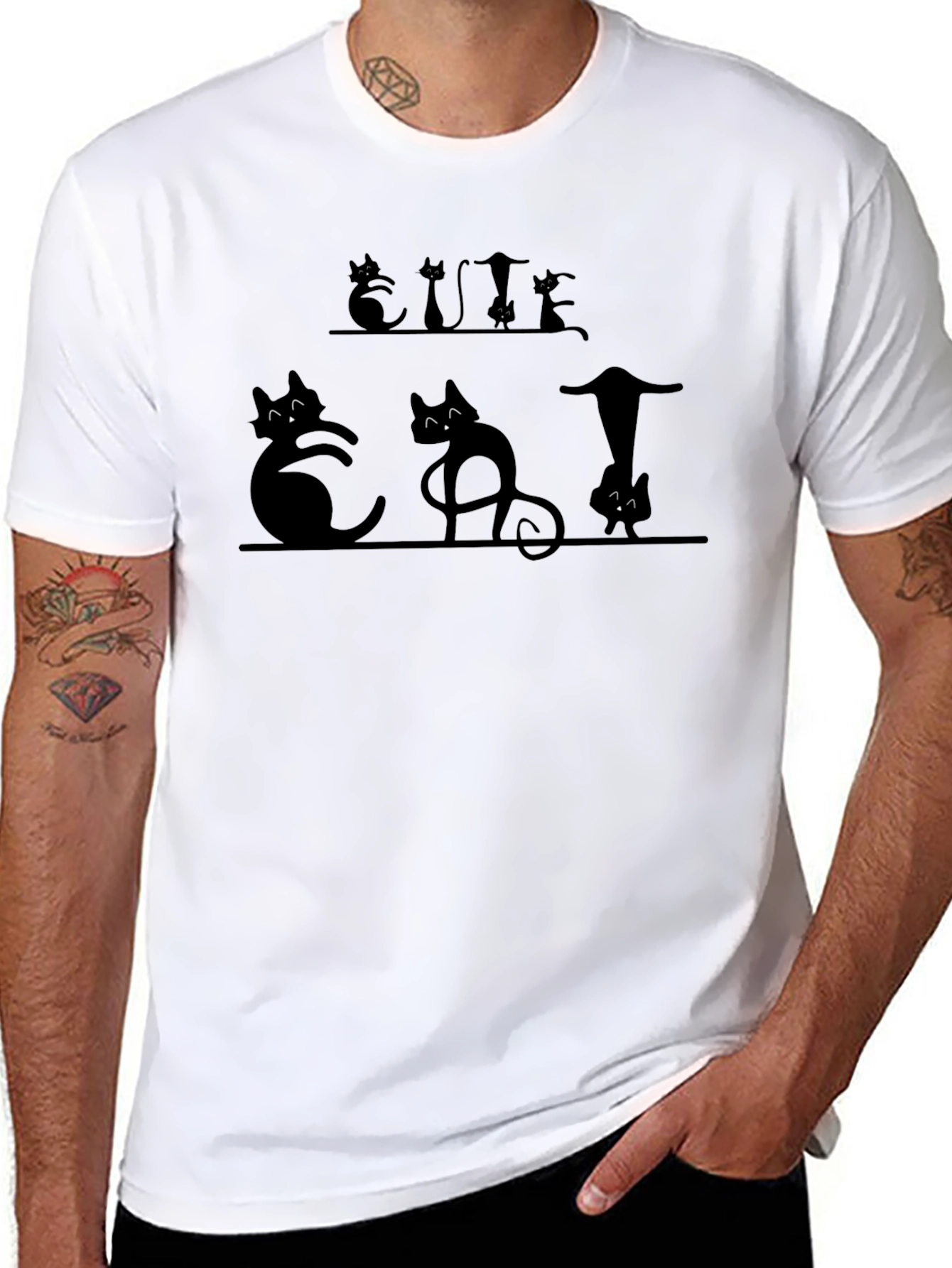 Cute Cats Black Graphic T-Shirt