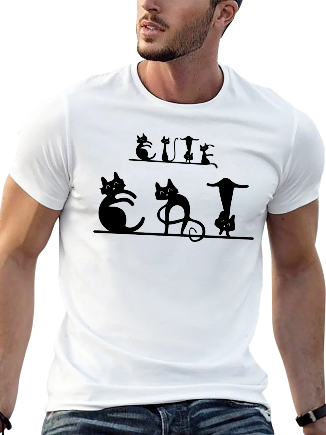 Cute Cats Black Graphic T-Shirt