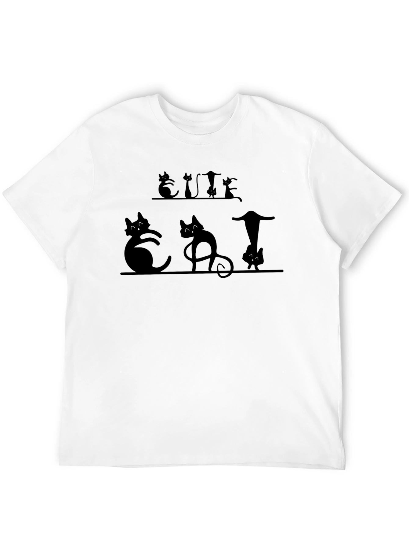 Cute Cats Black Graphic T-Shirt