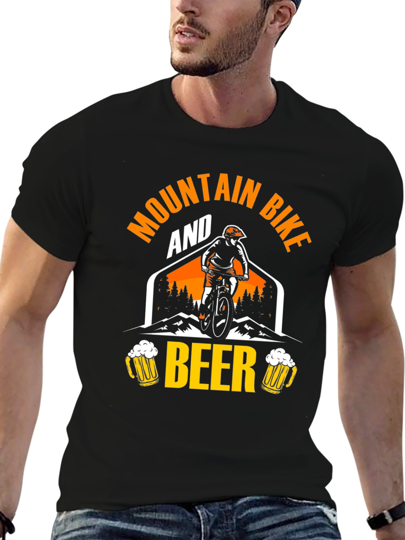 Mountain Bike & Beer Graphic Tee - Black