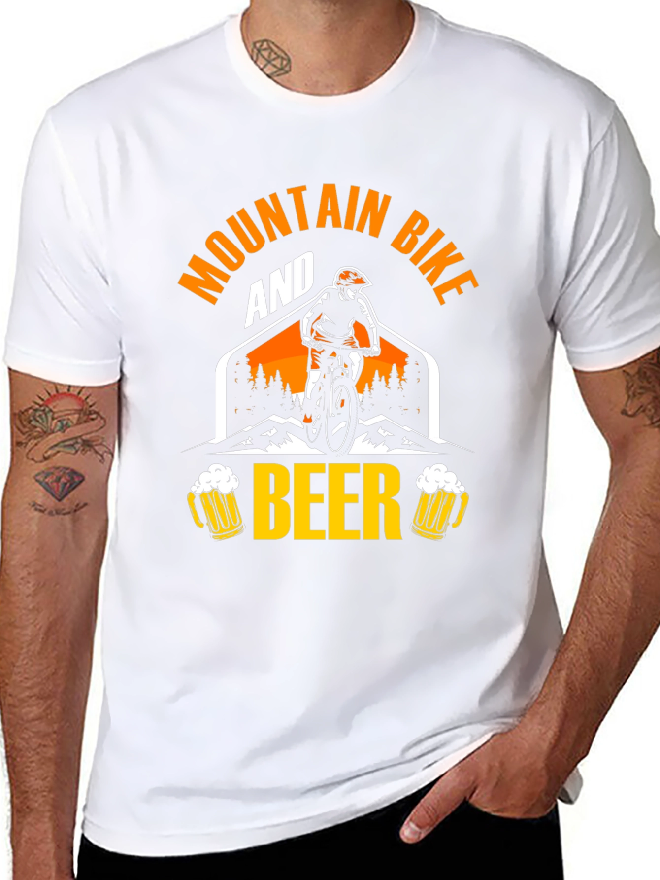 Mountain Bike & Beer Graphic Tee - Black
