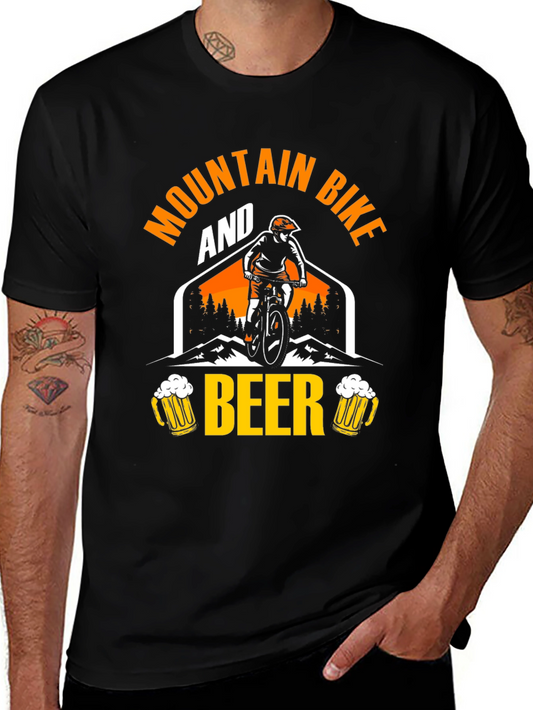 Mountain Bike & Beer Graphic Tee - Black